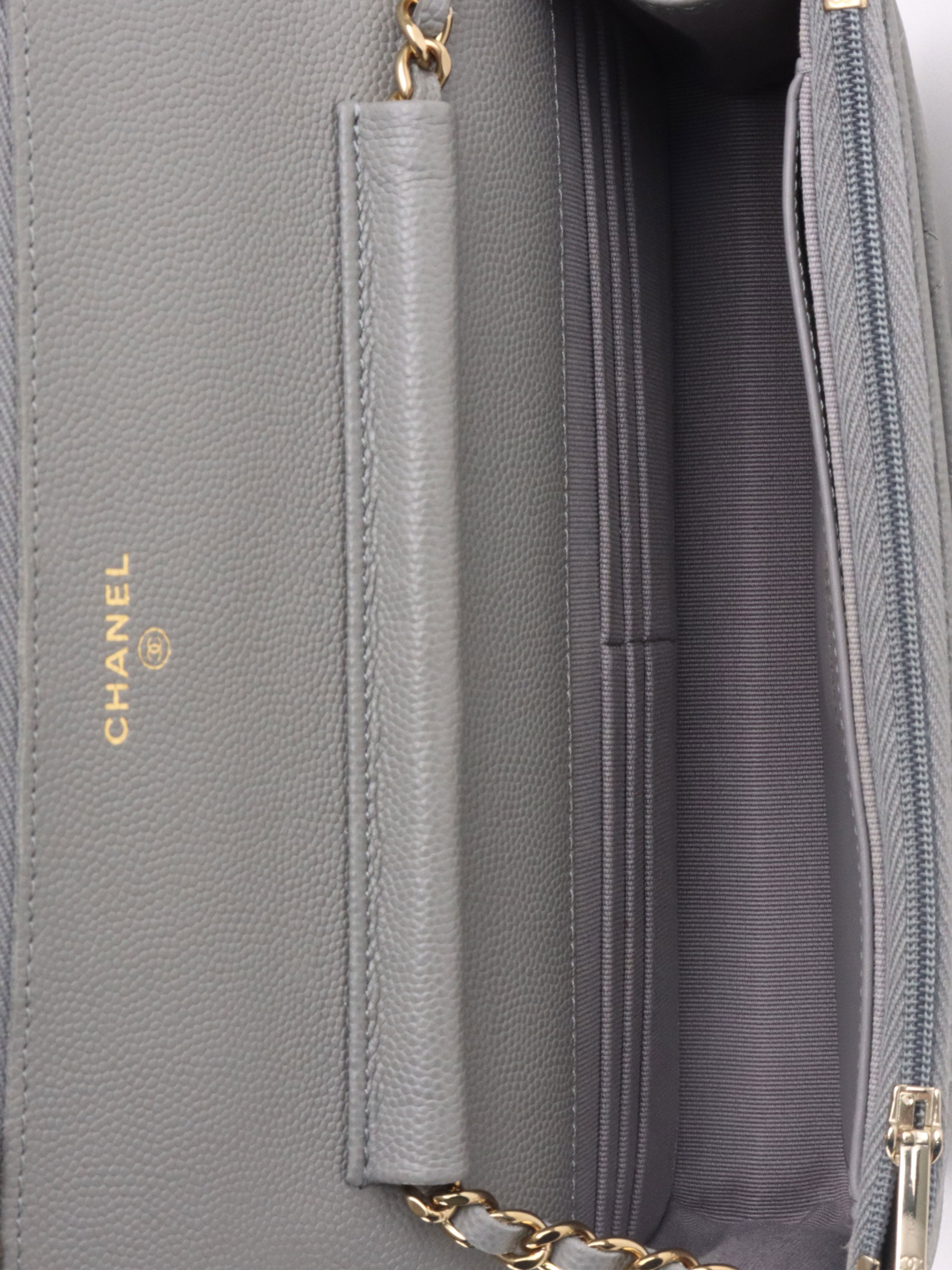 Chanel Grey Caviar Wallet on Chain LGHW