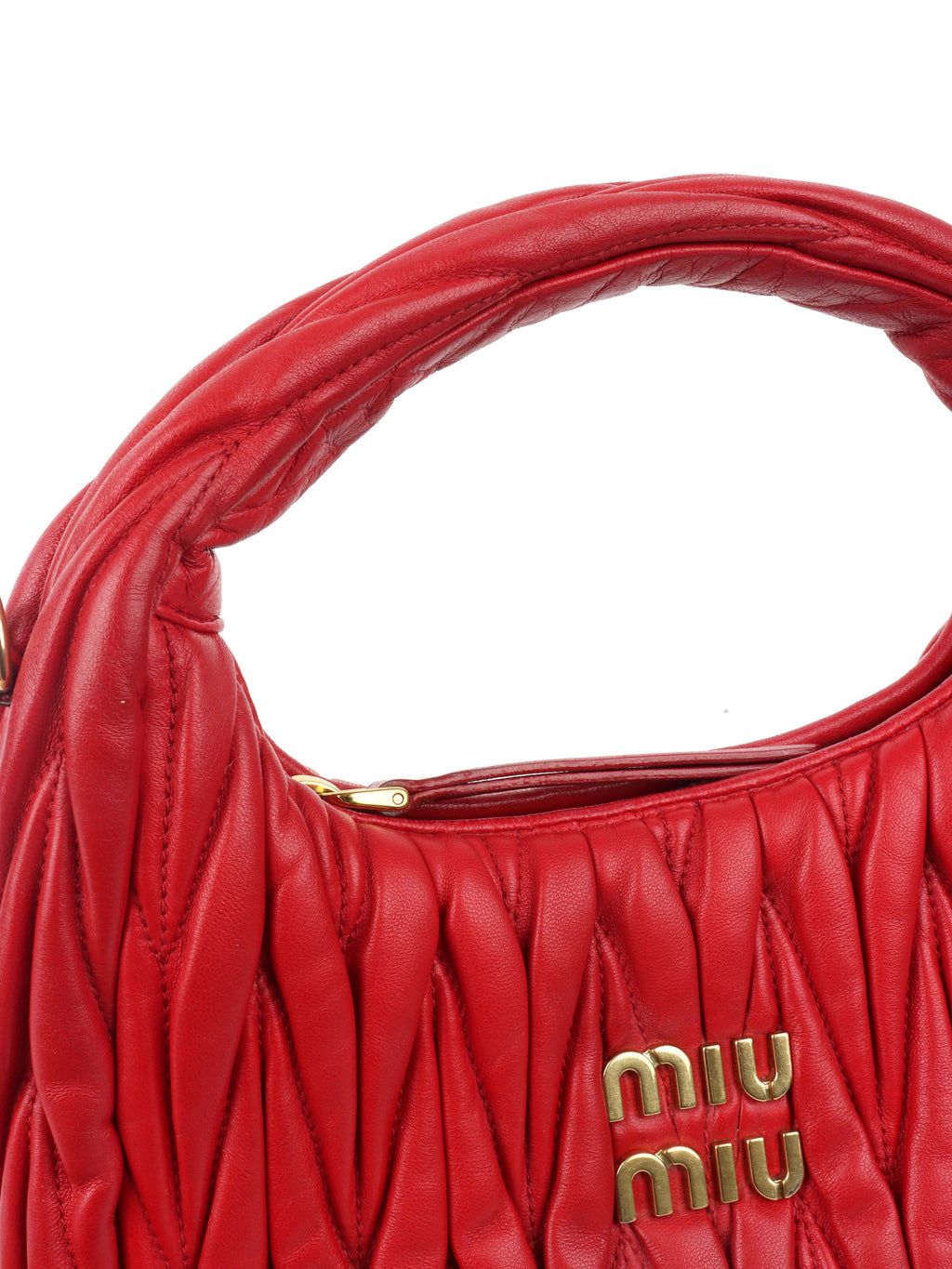 Miu Miu Small Red Wander Matelassé Bag.