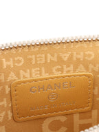 Chanel Beige Lucky Embossed Symbols Pochette with Wristlet Chain.