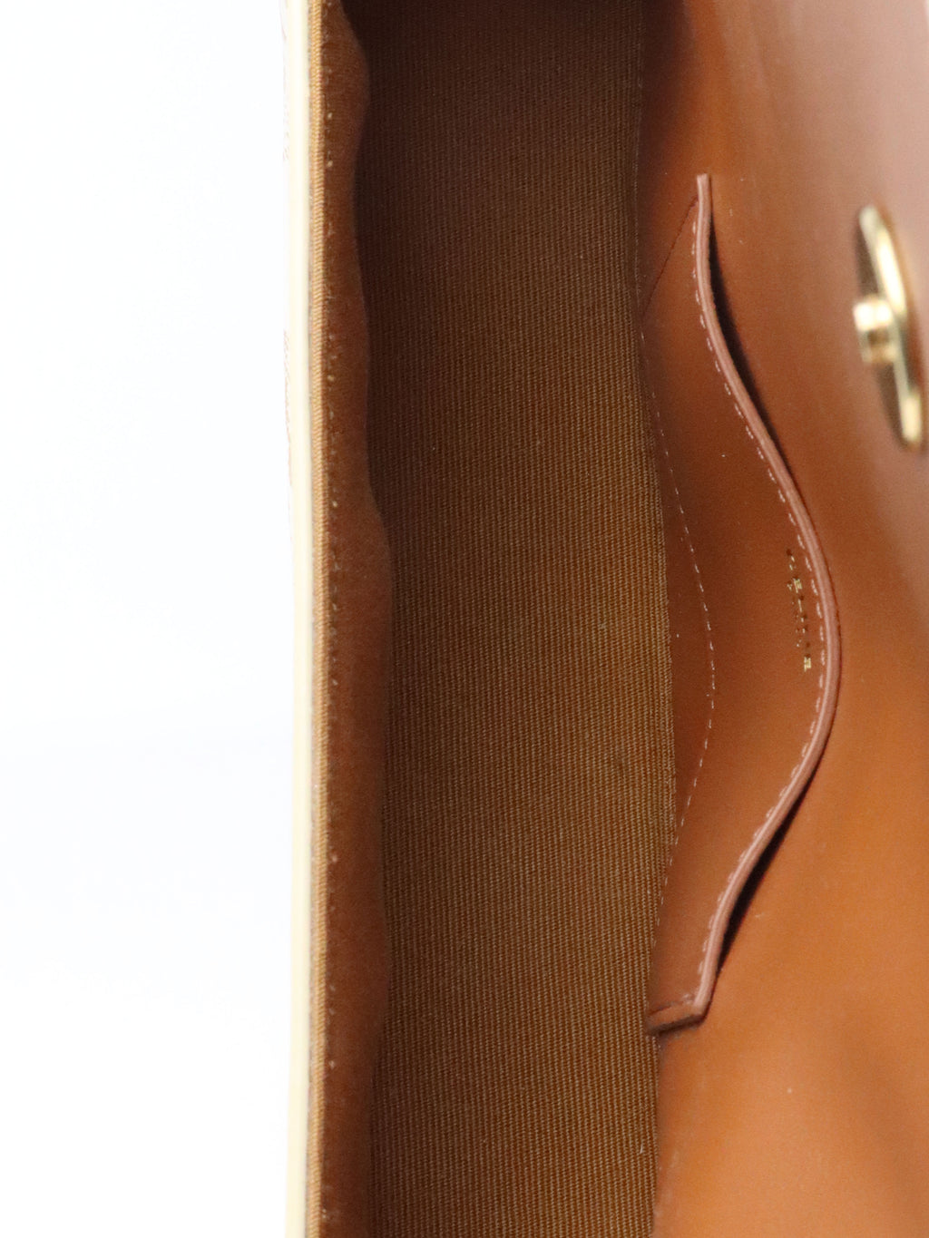 Celine White/Tan Triomphe Tabou Clutch with Strap
