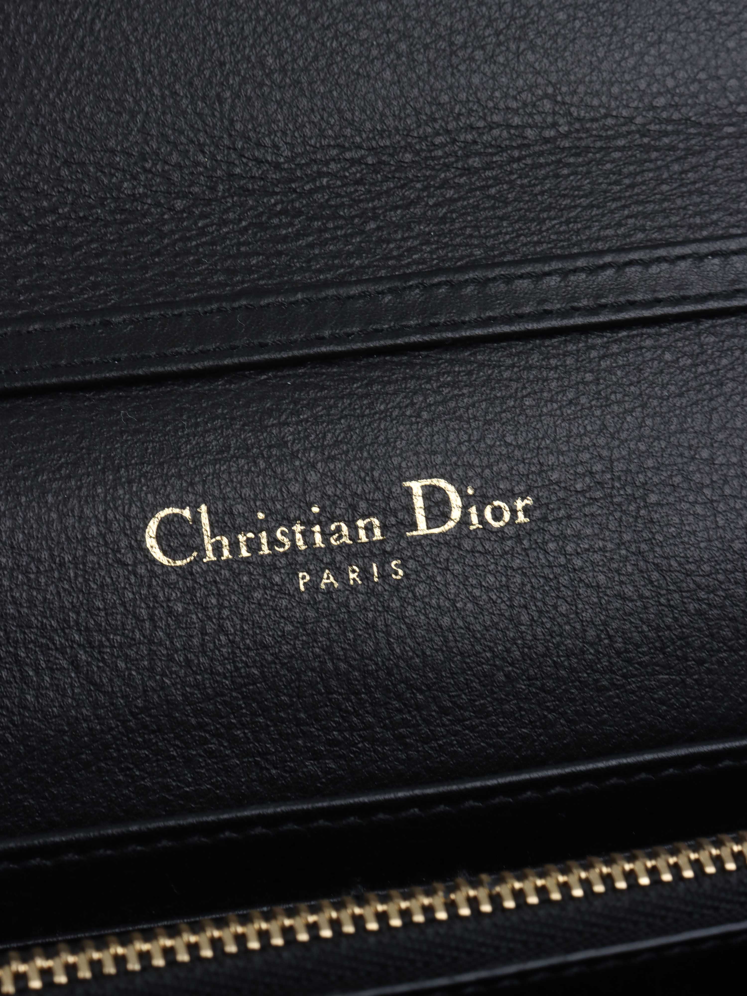 Dior Black Patent Leather 30 Montaigne Chain Clutch.