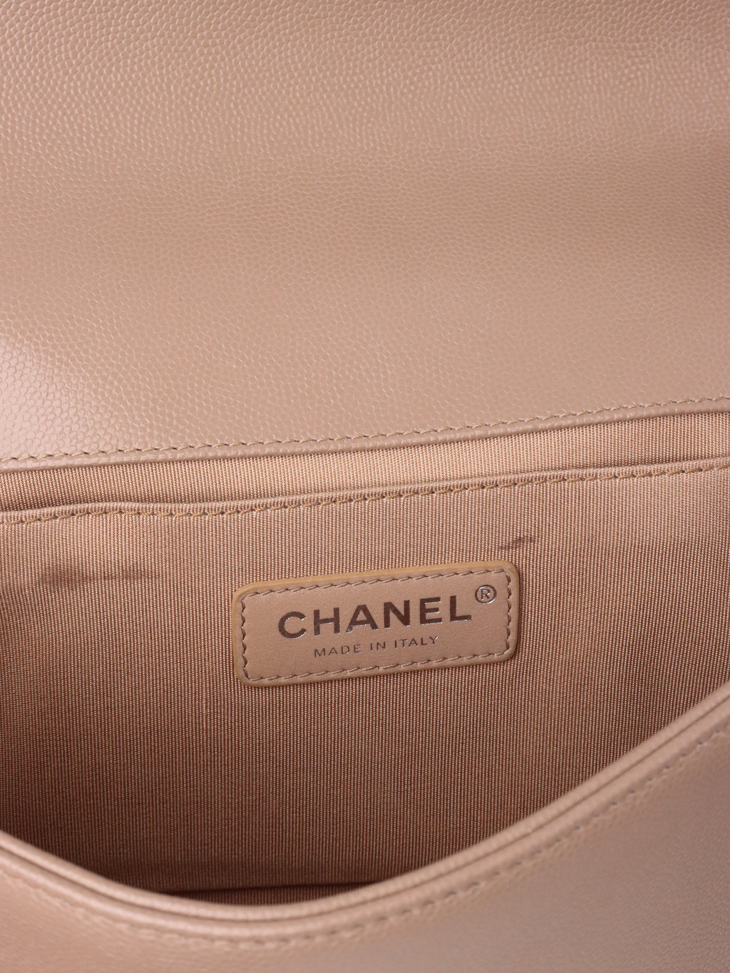 Chanel Dark Beige Chevron Old Medium Caviar Boy Bag