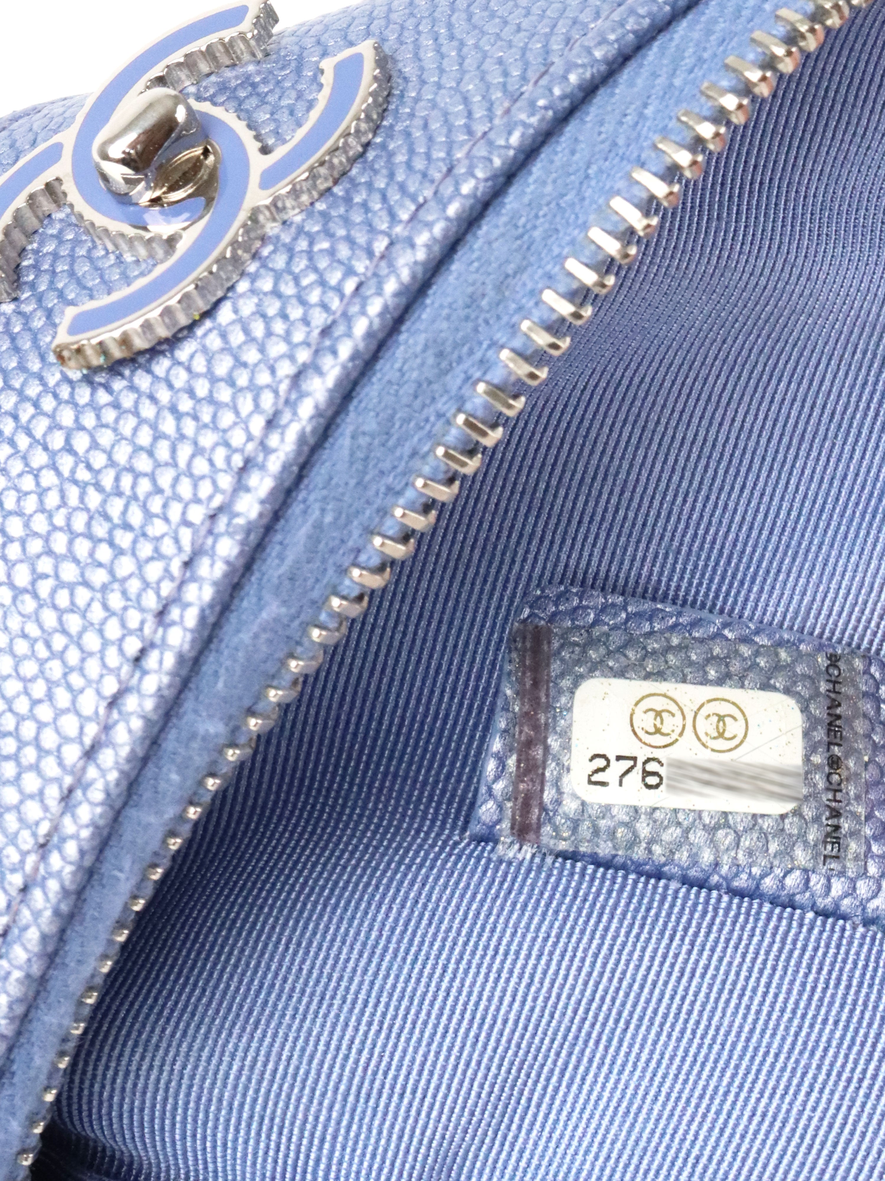 Chanel 19P Iridescent Blue Chevron Pouch
