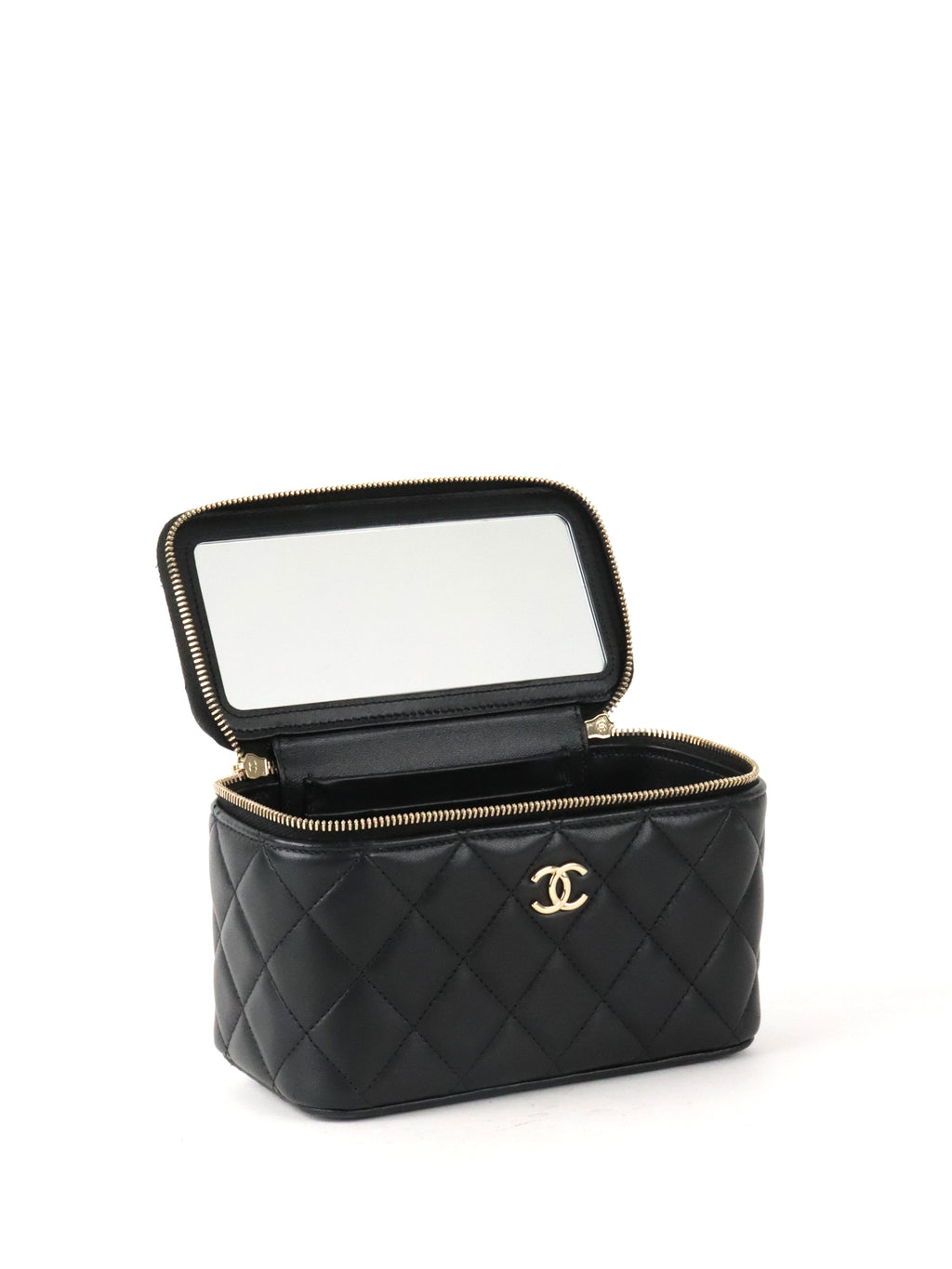 Chanel Black Lambskin Vanity Case with Handle LGHW
