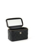 Chanel Black Lambskin Vanity Case with Handle LGHW