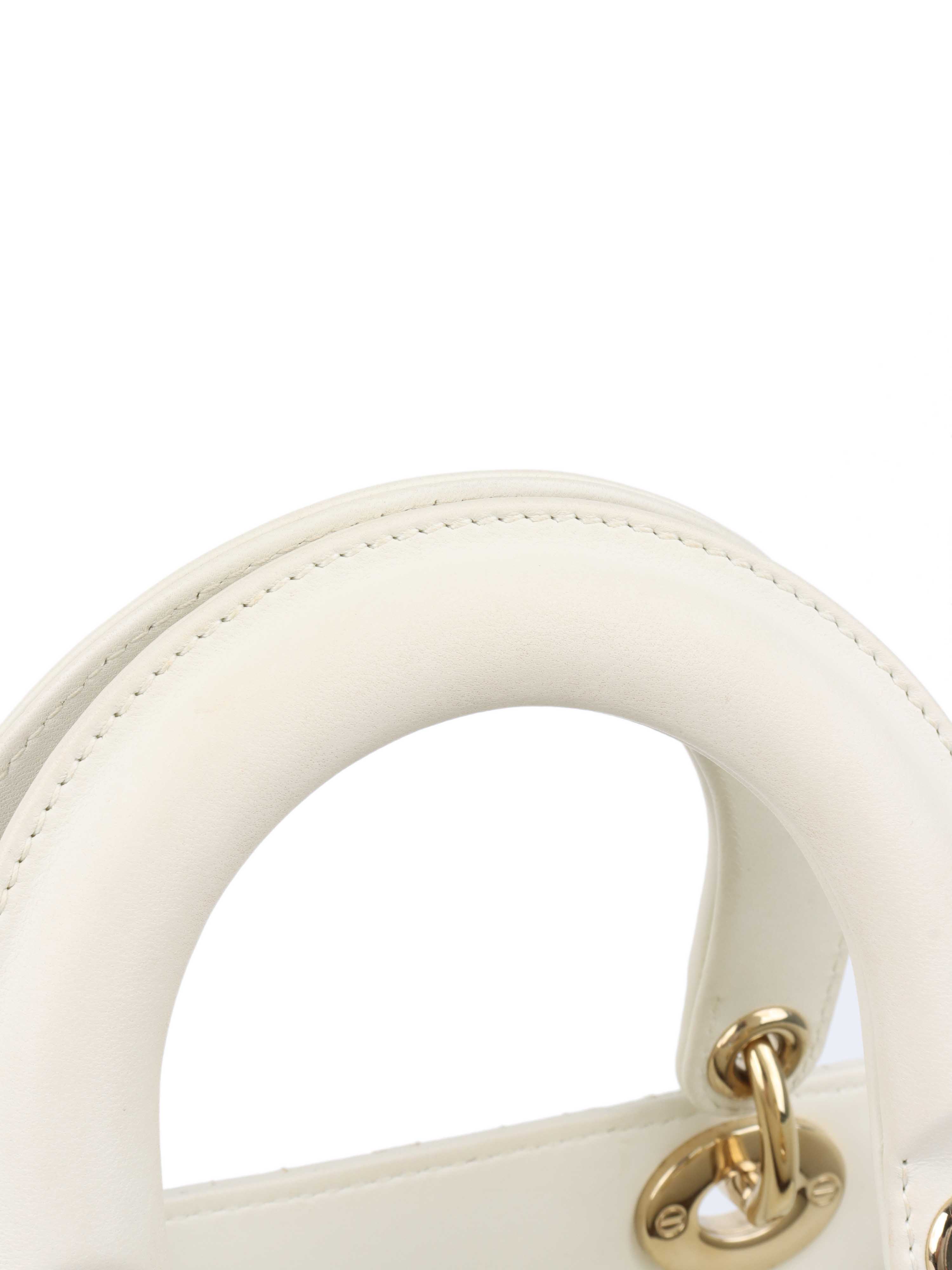 Dior White Small Lady Dior Bag GHW.