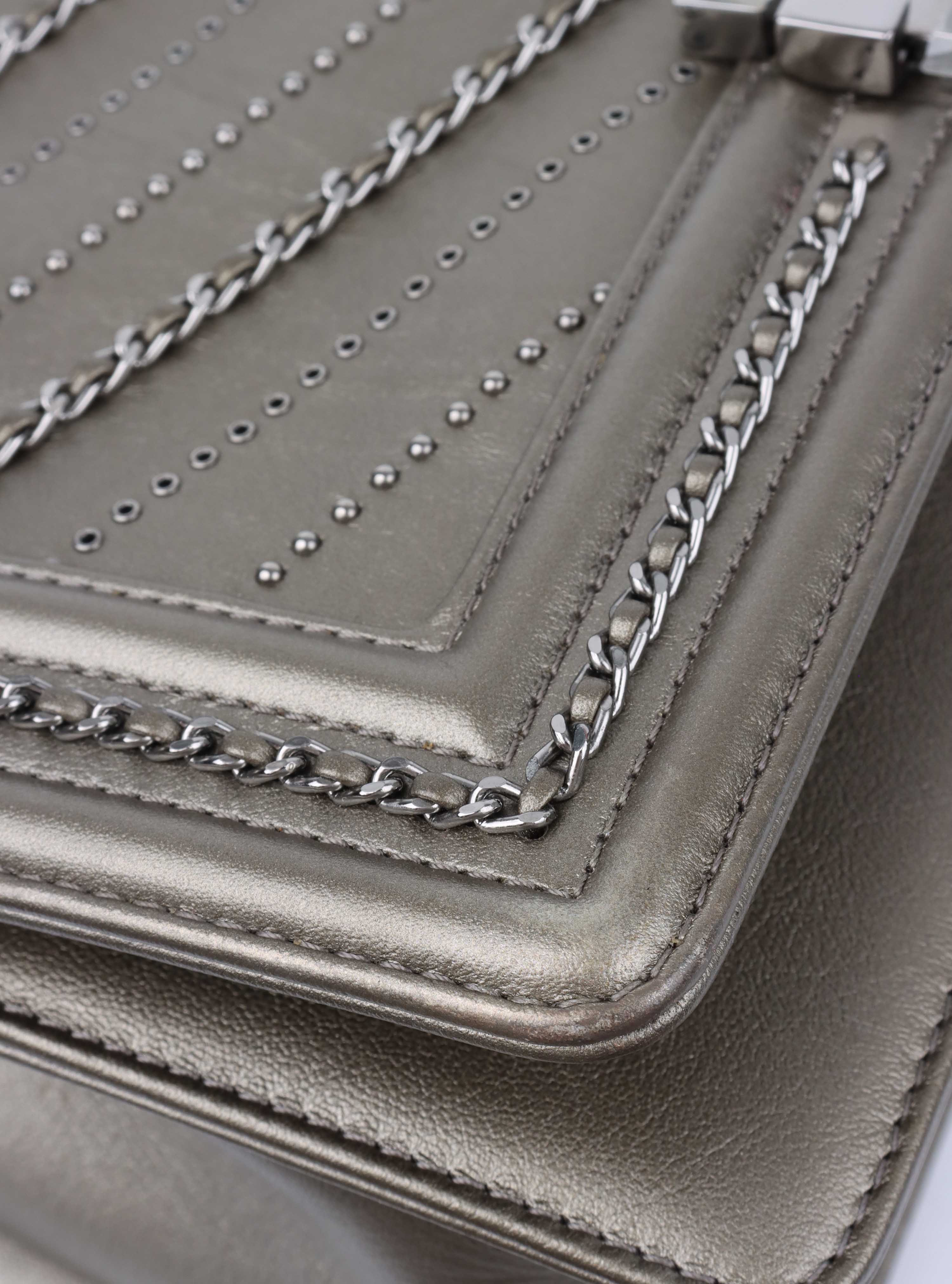 Chanel Medium Chevron Metallic Crumpled Calfskin Boy Bag.