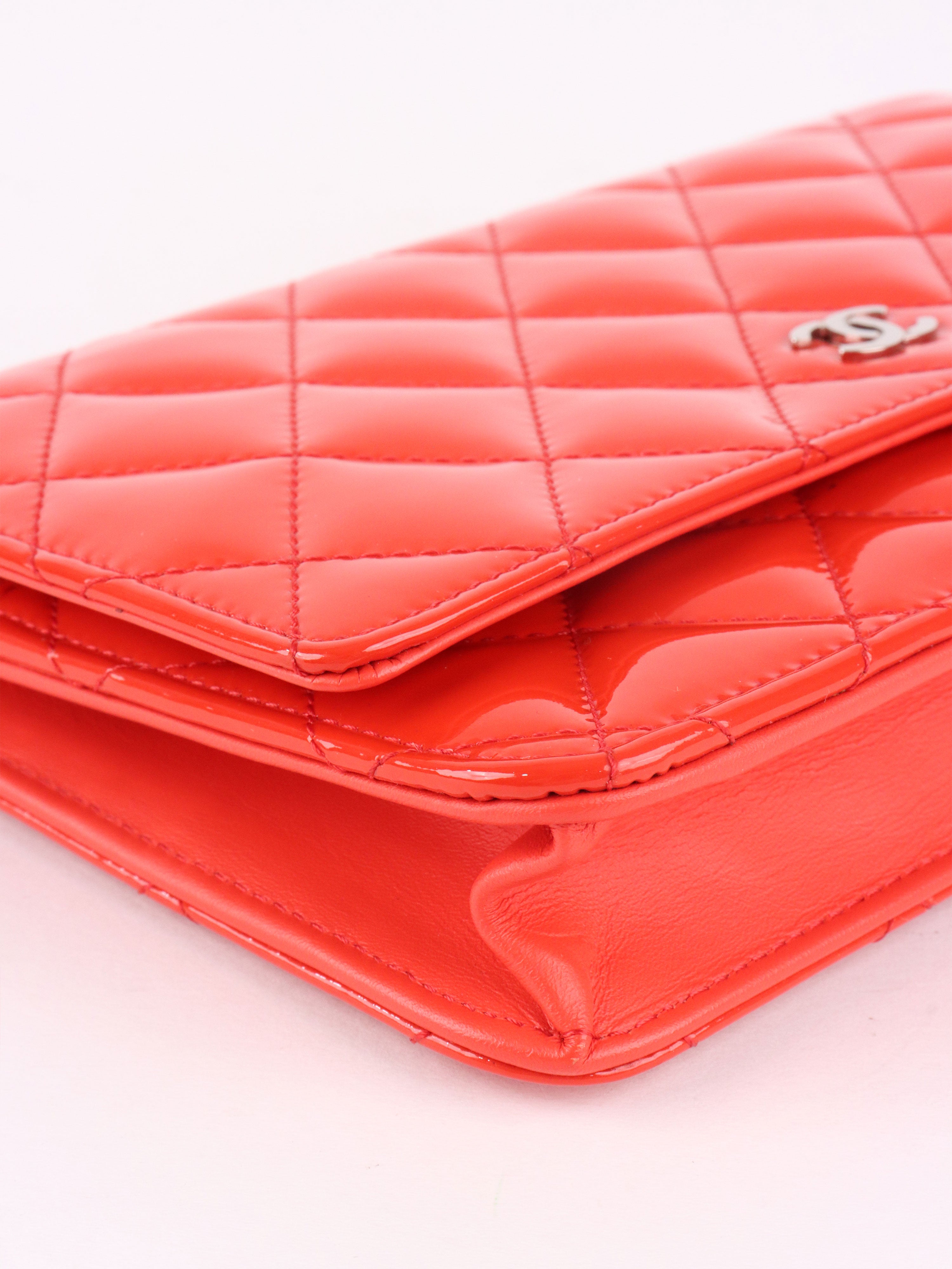 Chanel Red Patent Wallet on Chain SHW
