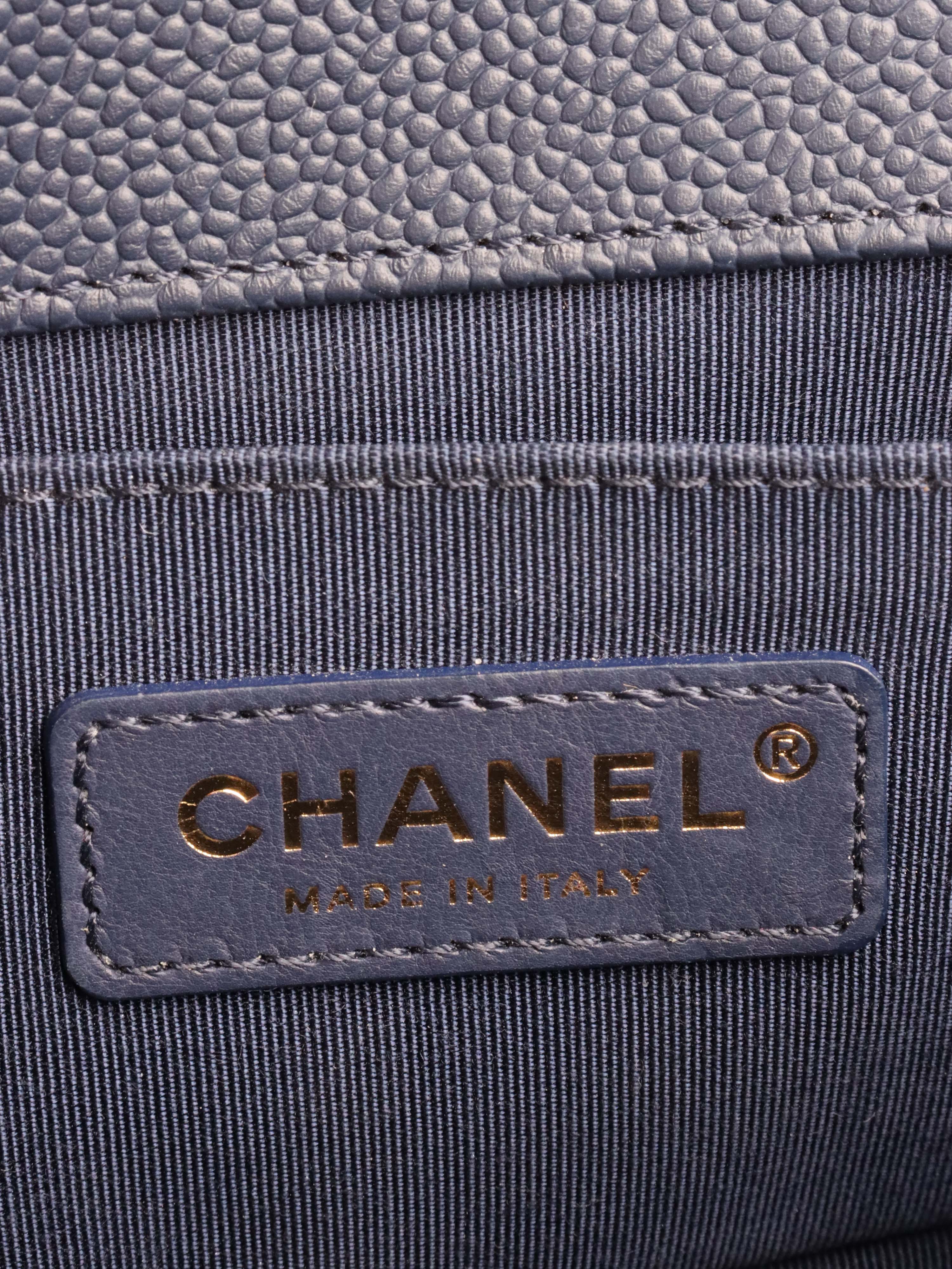 Chanel Small Caviar Navy Boy Bag GHW.