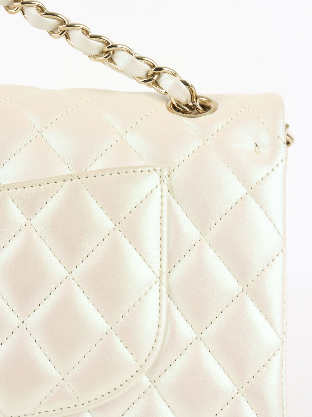 Chanel Ivory Irridecent Medium Classic Flap LGHW
