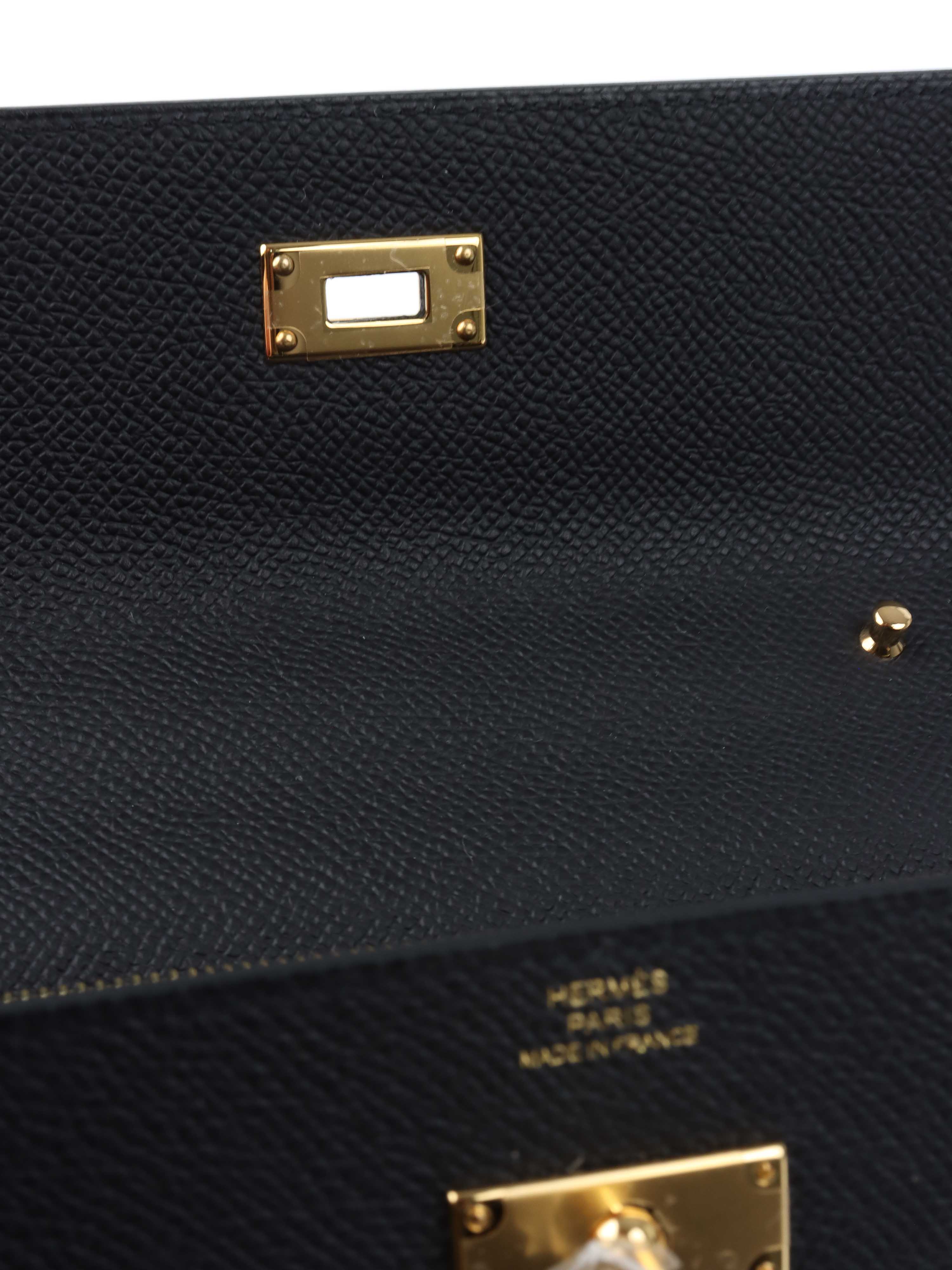 Hermes Kelly Classique To Go Noir GHW Stamp K.