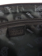 Versace Black Leather Shoulder Bag with Silver Chain.