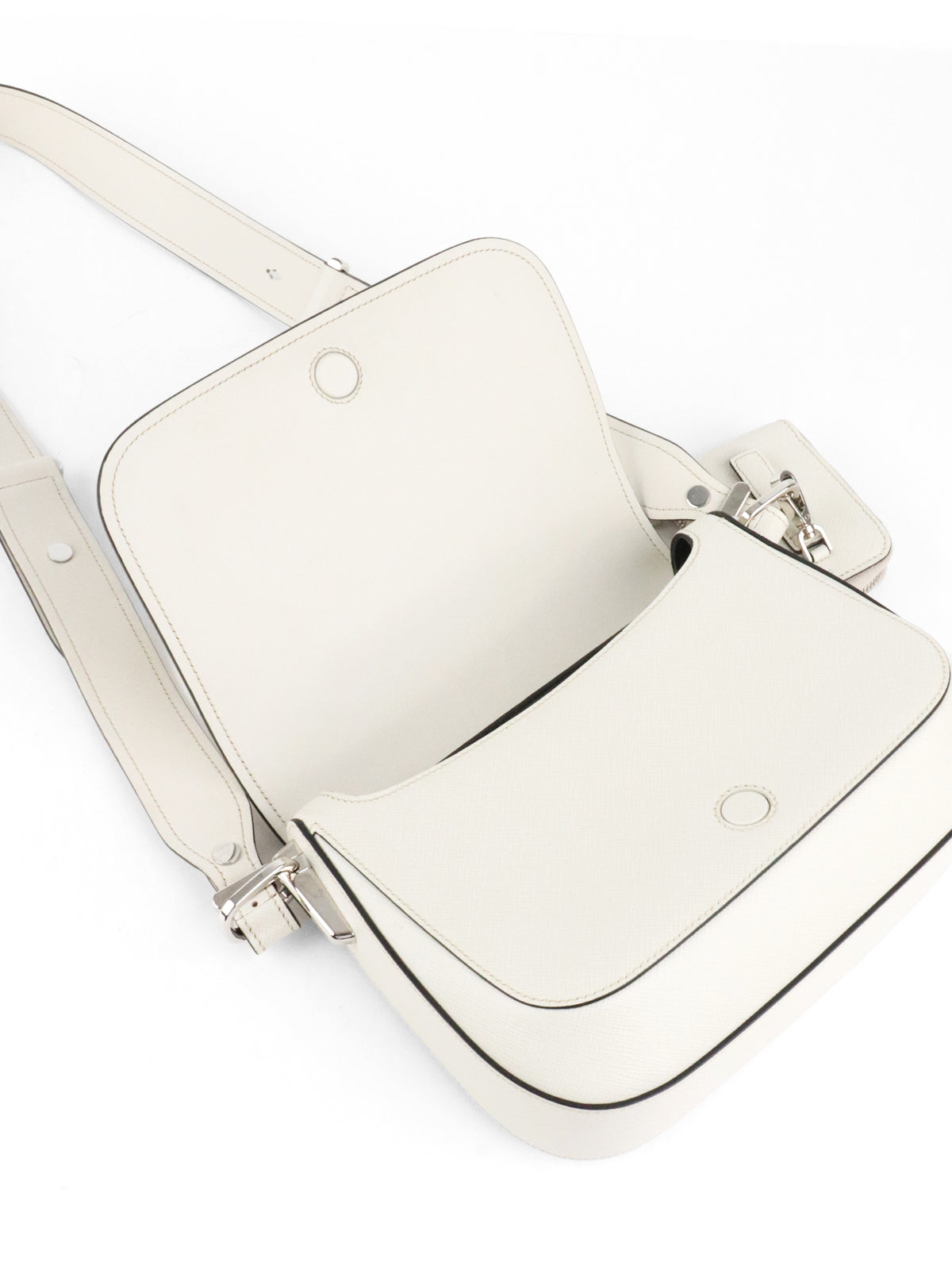 Prada White Saffiano Crossbody Bag