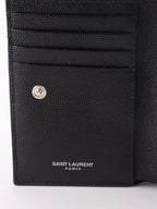 Saint Laurent Zipped Black Leather Wallet SHW