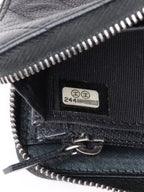 Chanel Irredescent Dark Charcoal Caviar Chevron Zip Wallet