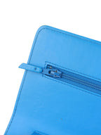 Chanel Bright Blue Patent Leather Le Boy Wallet on Chain.
