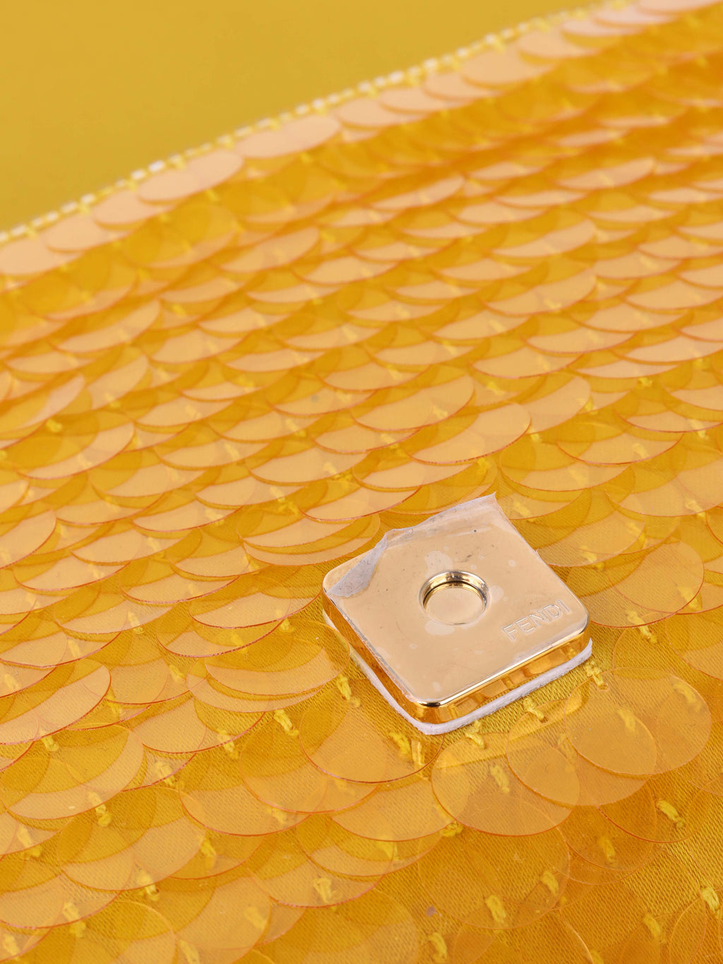 Fendi Yellow Sequin Baguette Shoulder Bag.