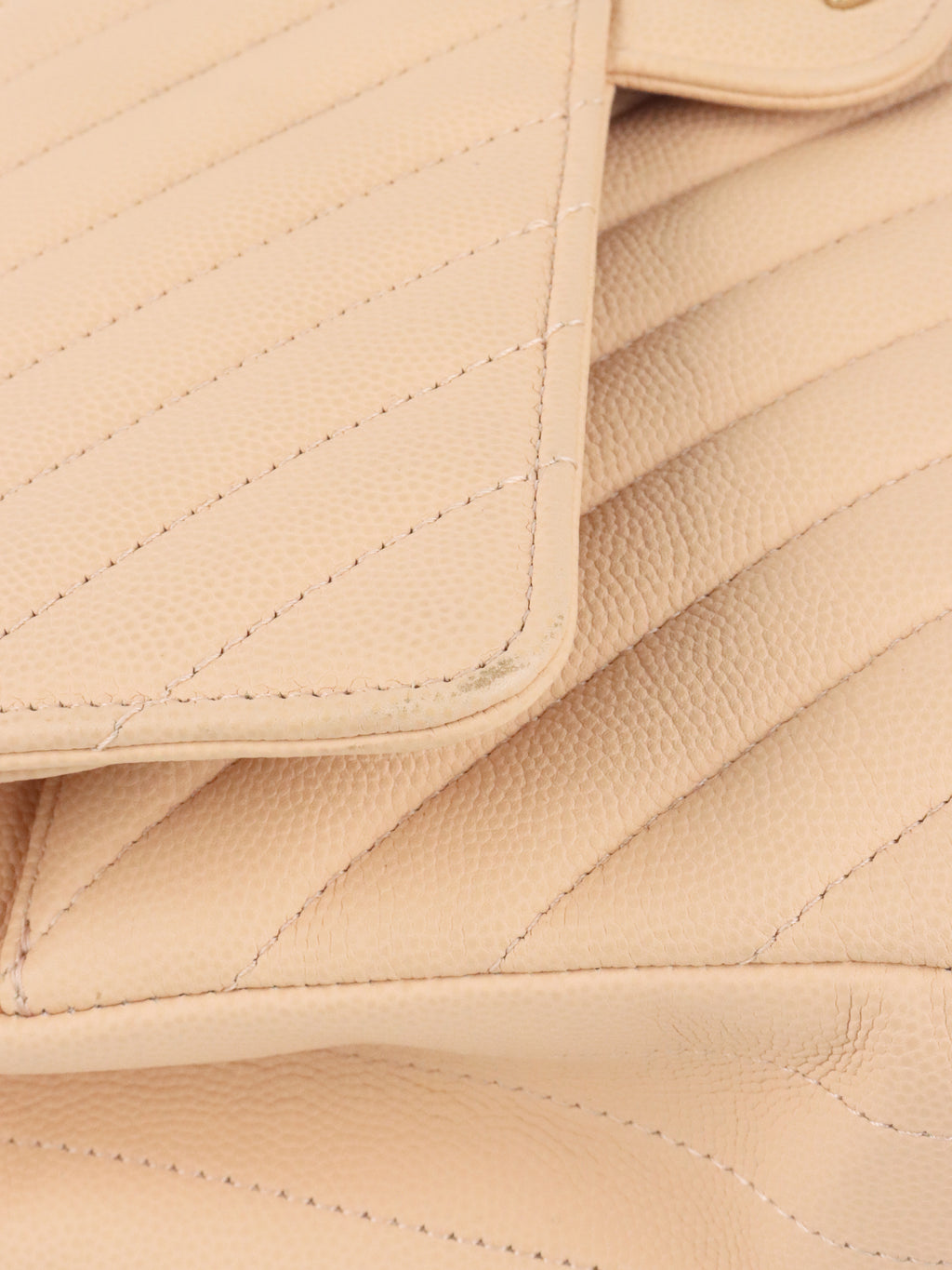 Chanel Beige Claire Chevron Caviar Classic Flap