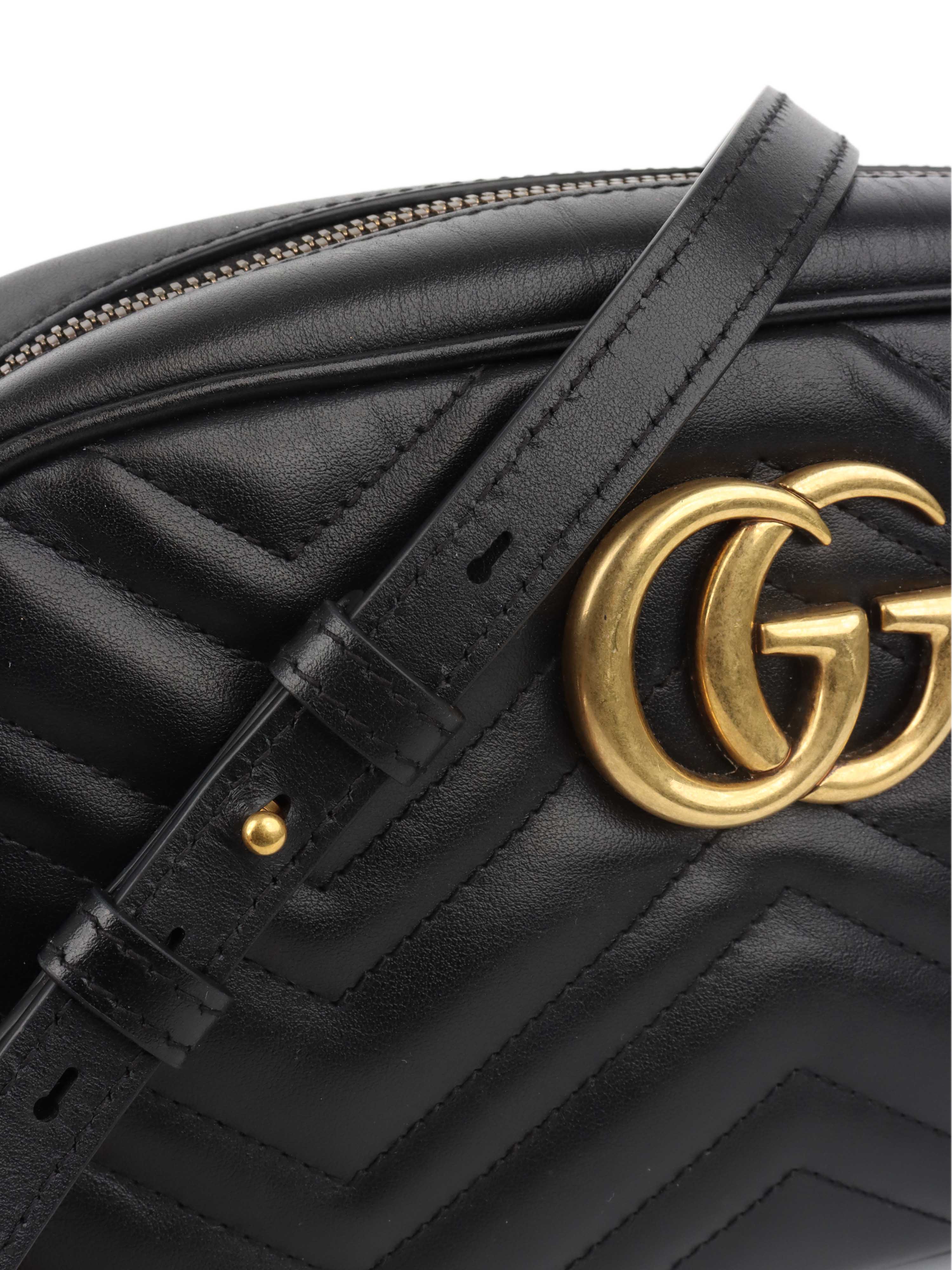 Gucci Small Black Marmont Camera Bag.