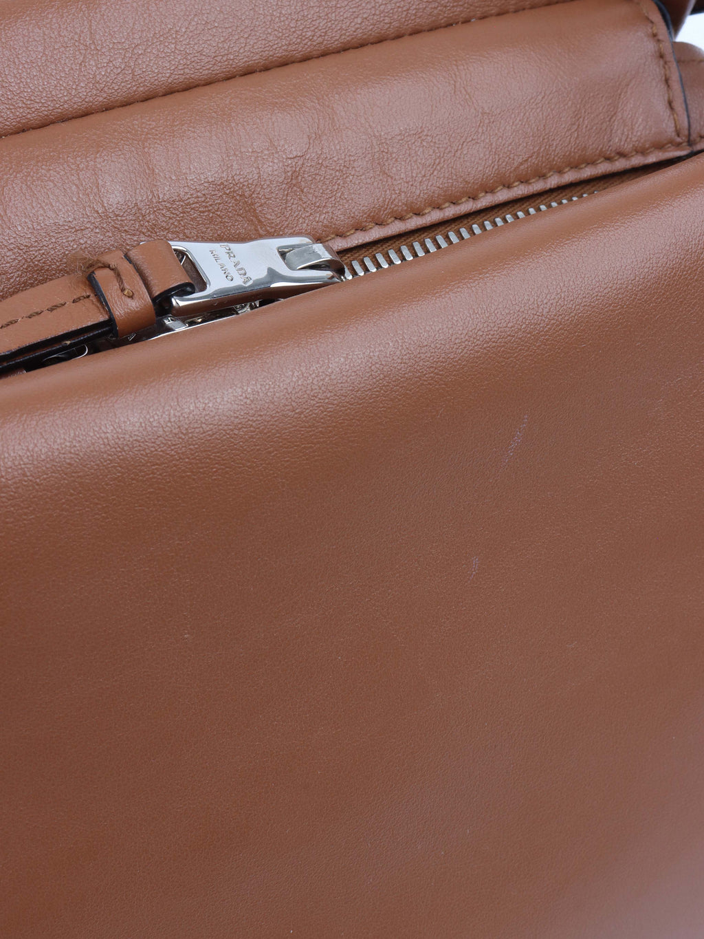 Prada Cognac Luxe Shoulder Bag.