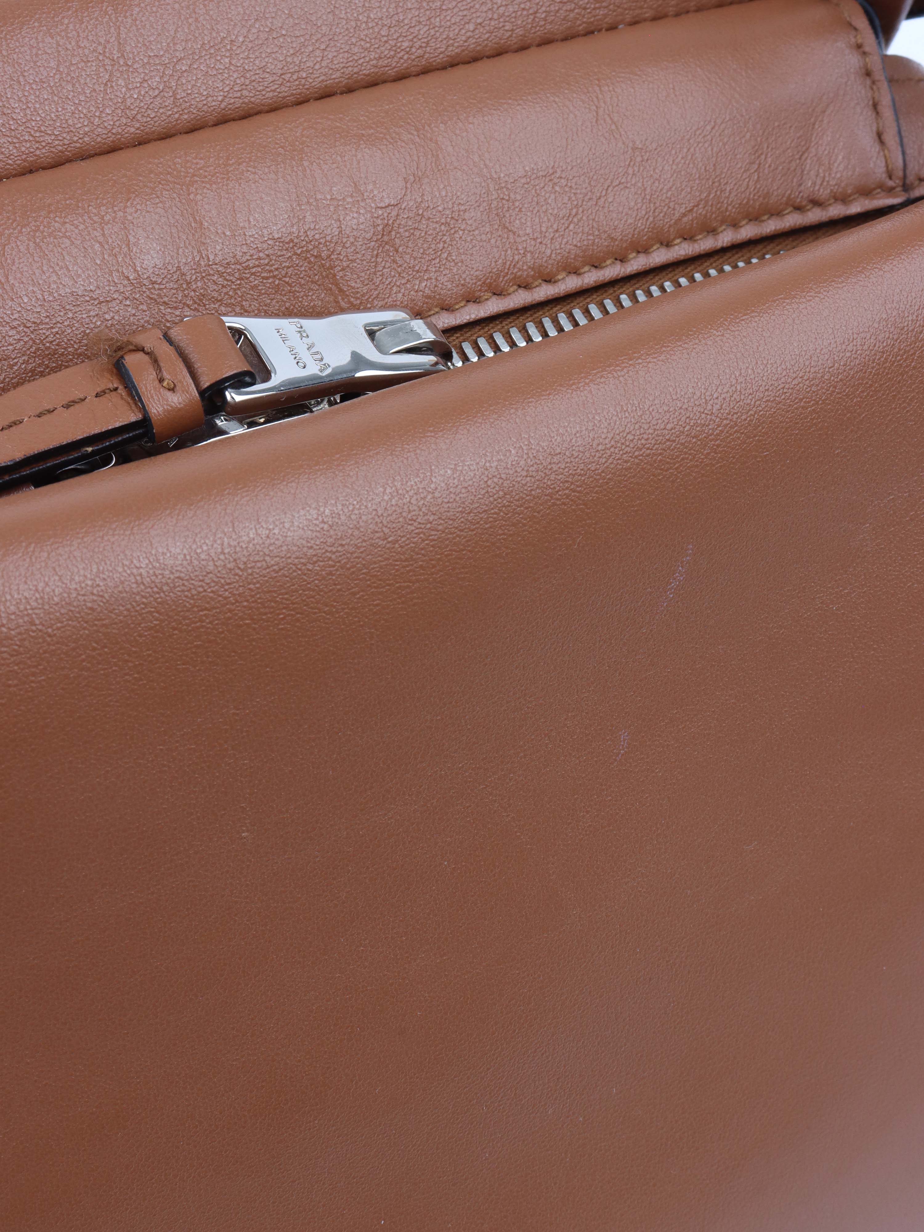 Prada Cognac Luxe Shoulder Bag.