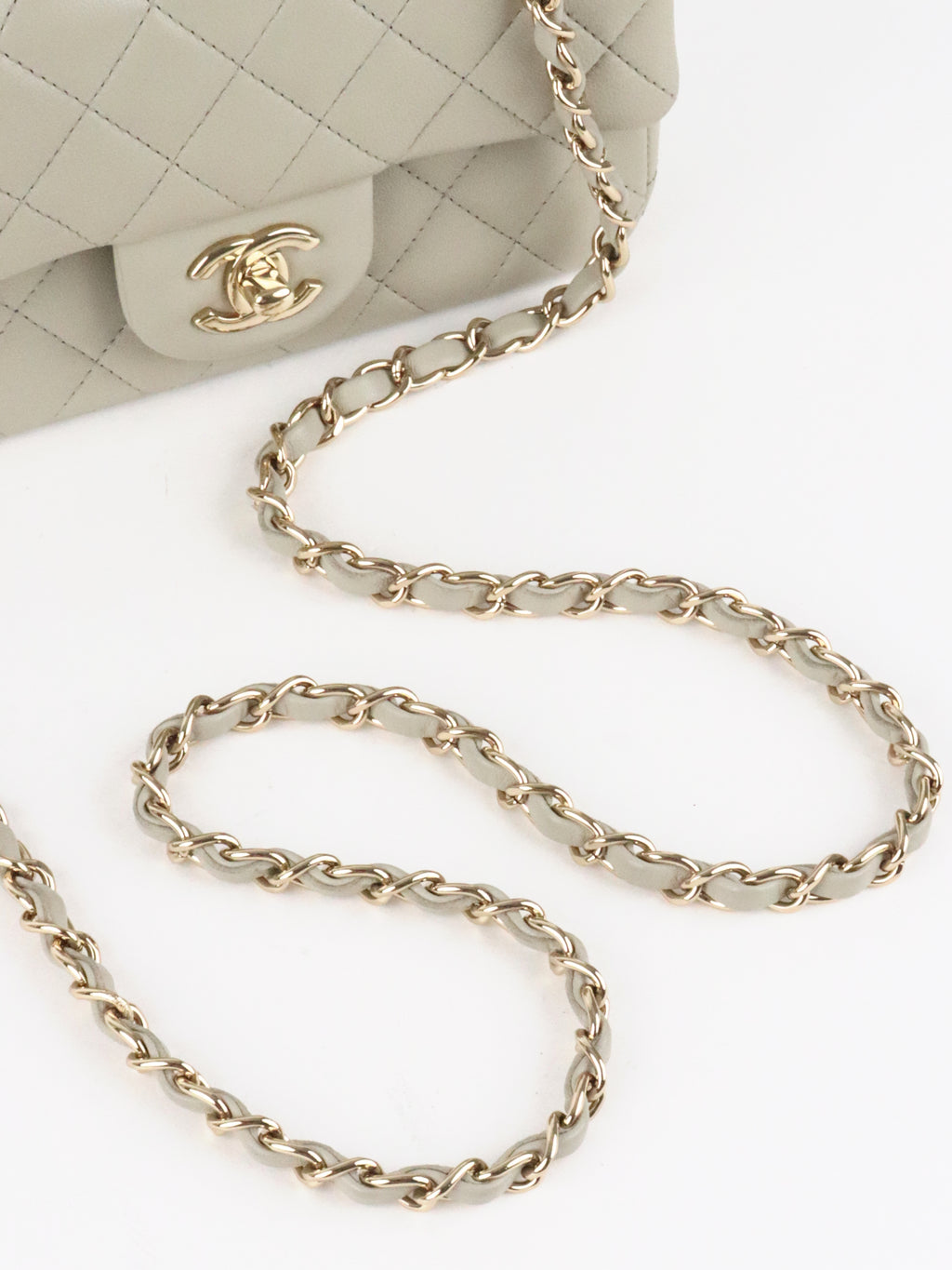Chanel Light Grey Mini Classic Flap Bag