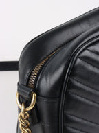 Gucci Black Small GG Marmont Camera Bag.