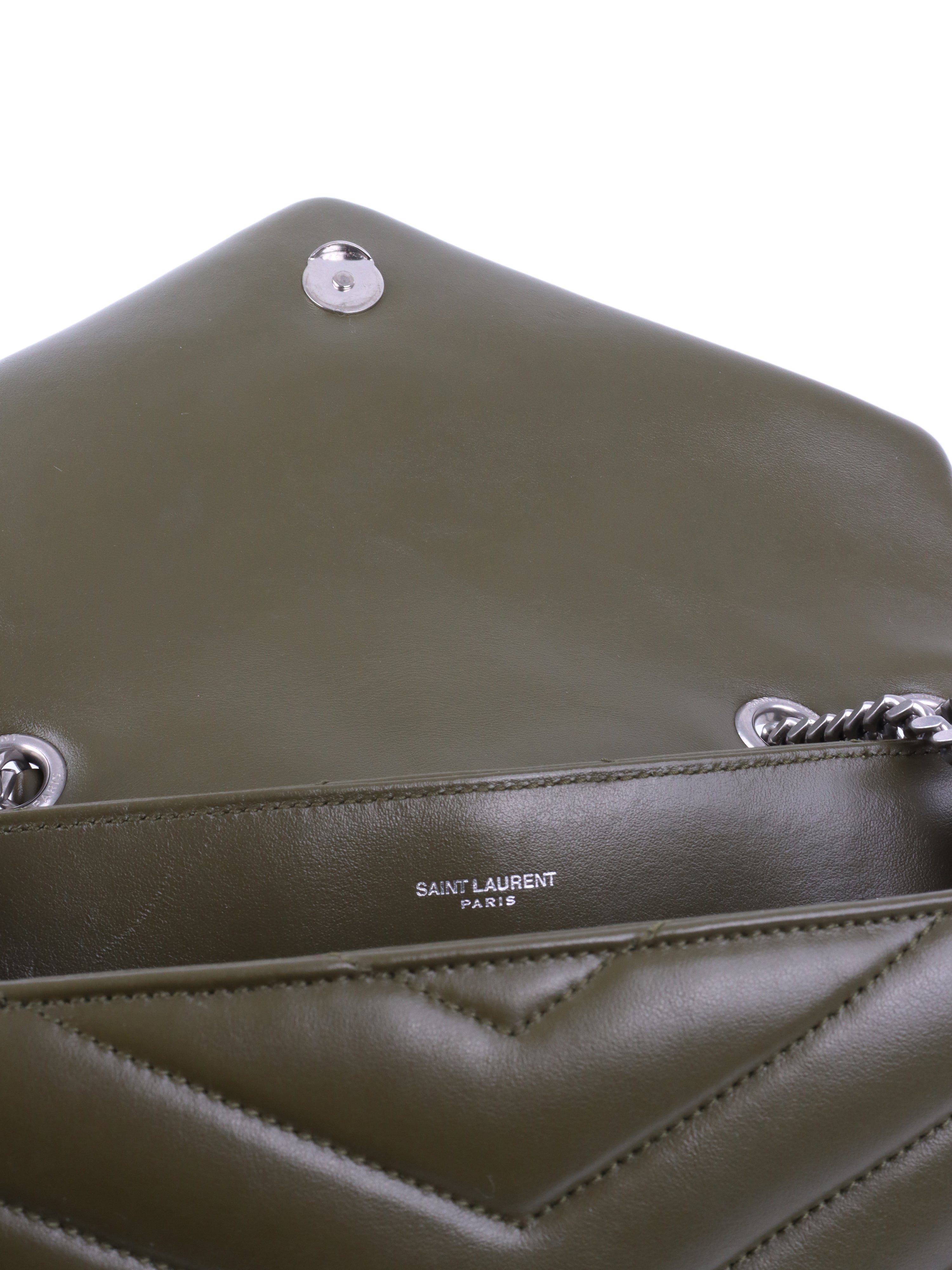 Saint Laurent Khaki Medium Loulou Bag.