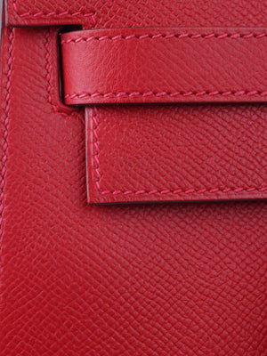 Hermes Kelly Pochette Epsom Q5 Rouge Casaque SHW Stamp X