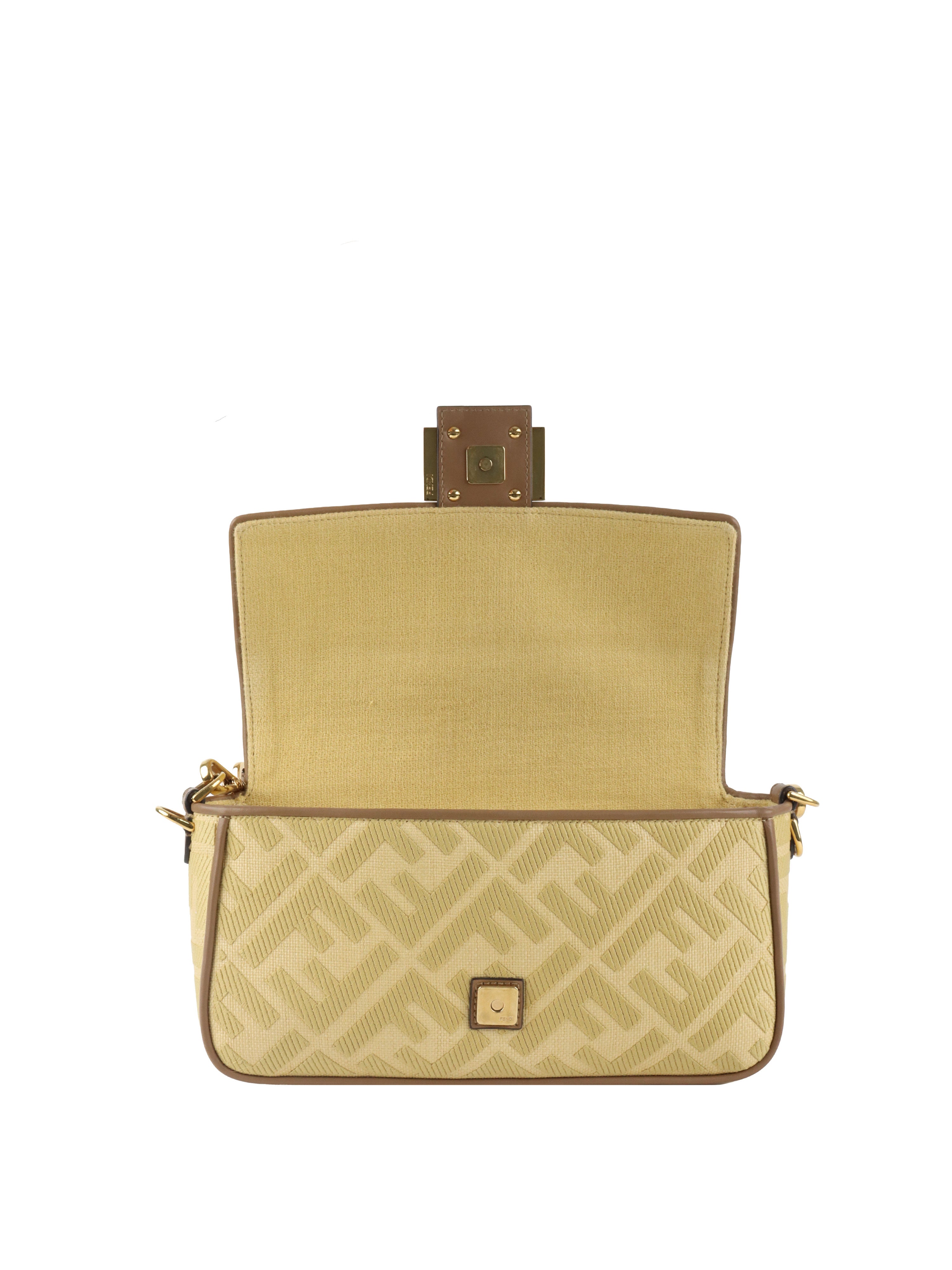 Fendi Woven Rafia Vitello Baguette  Bag.