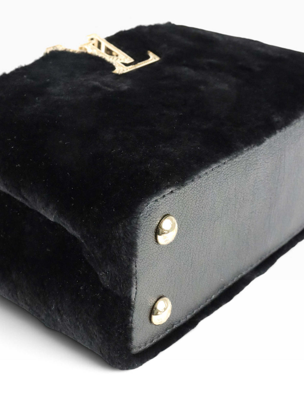 Louis Vuitton Black Sherling Mini East West Capucines