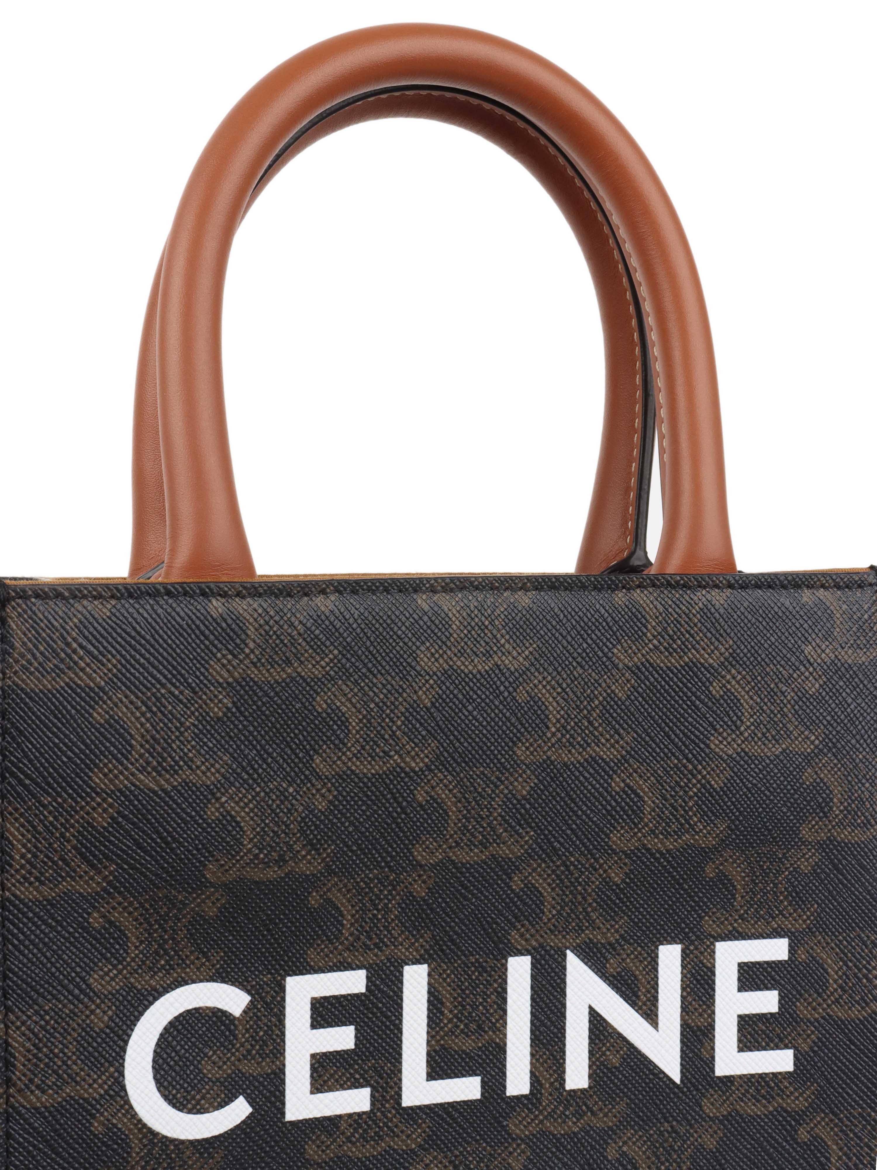 Celine Mini Vertical Cabas in Triomphe Canvas with Celine Print.