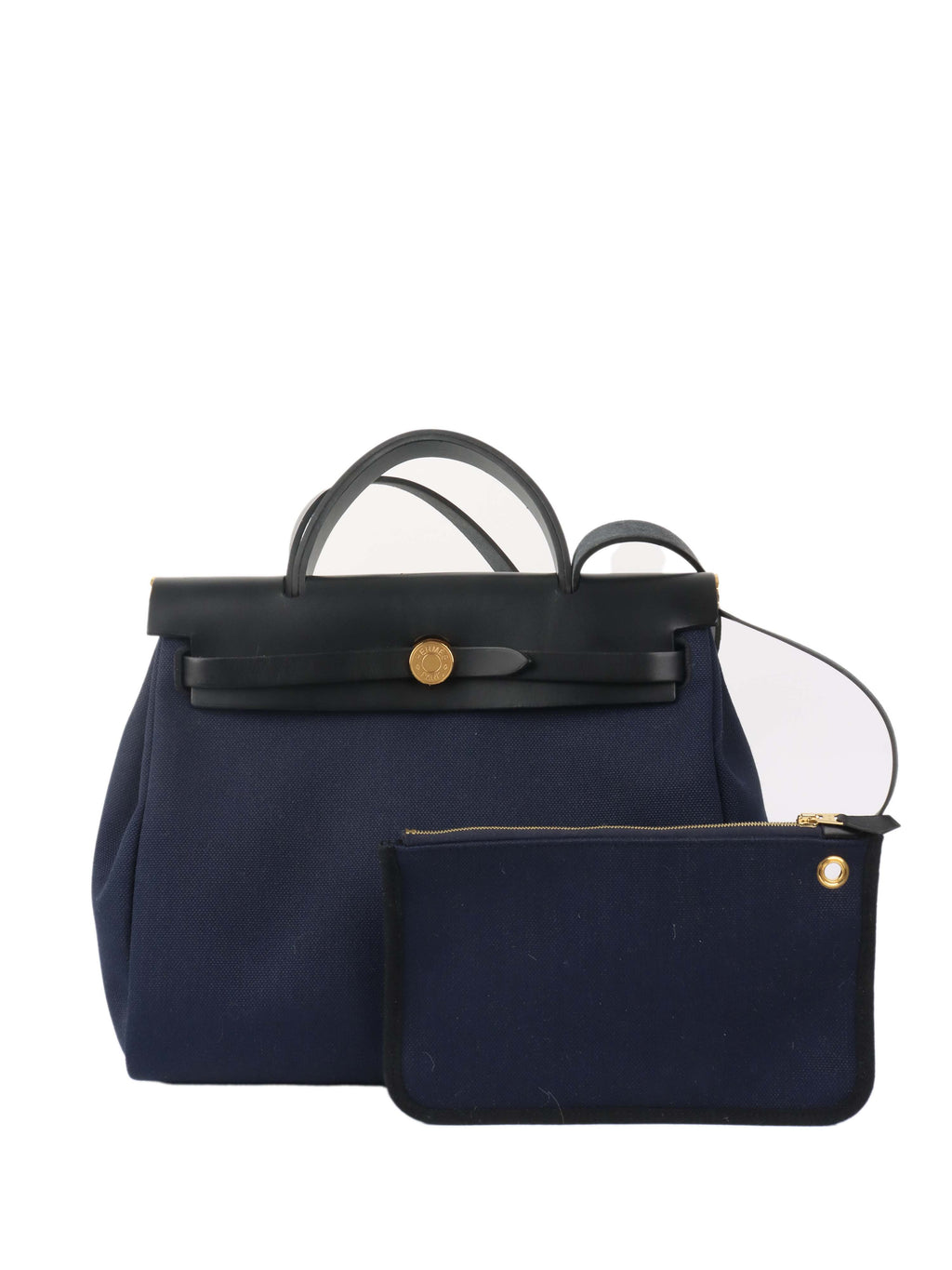 Hermes Herbag Zip 31 Bleu Marine/Noir.