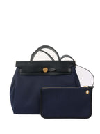 Hermes Herbag Zip 31 Bleu Marine/Noir.