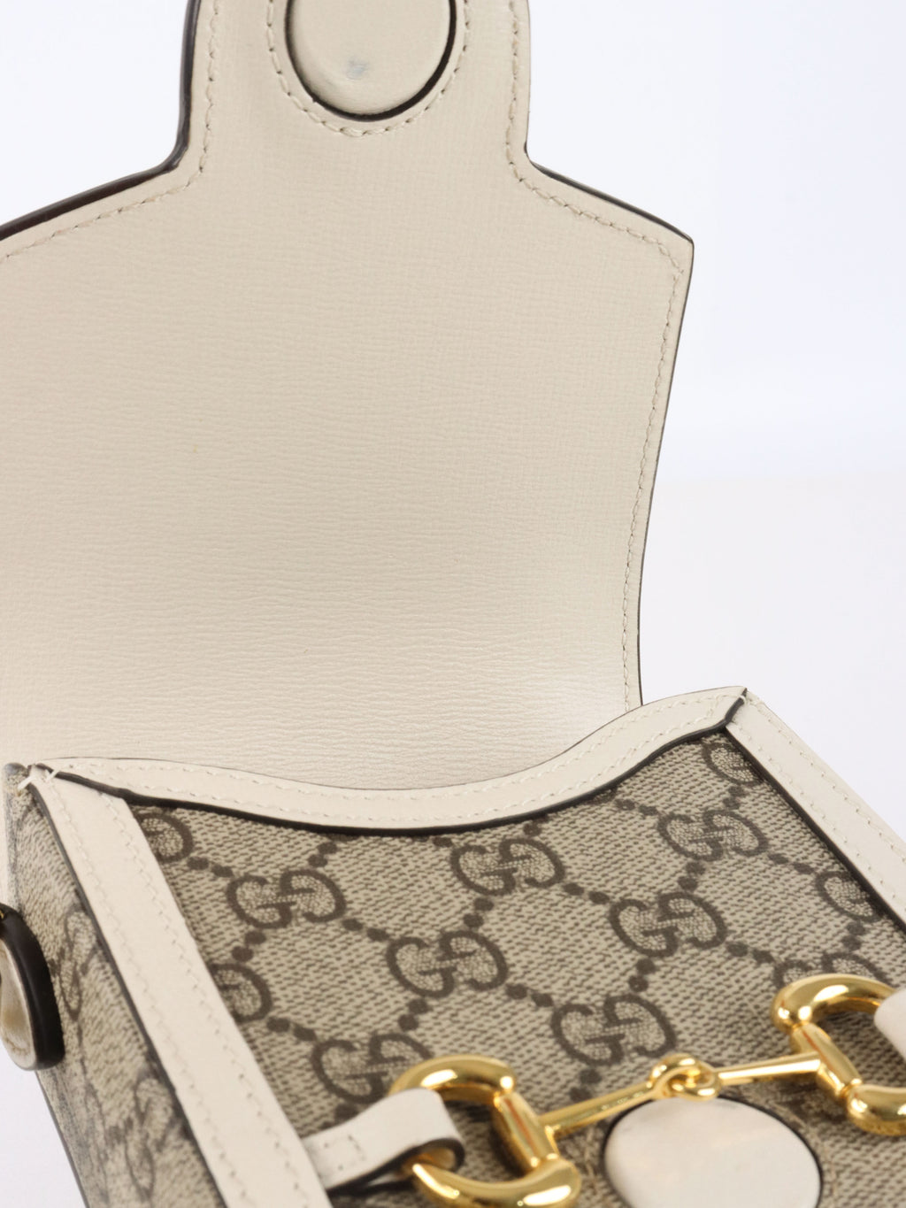Gucci White and Canvas Horsebit 1955 Mini Bag