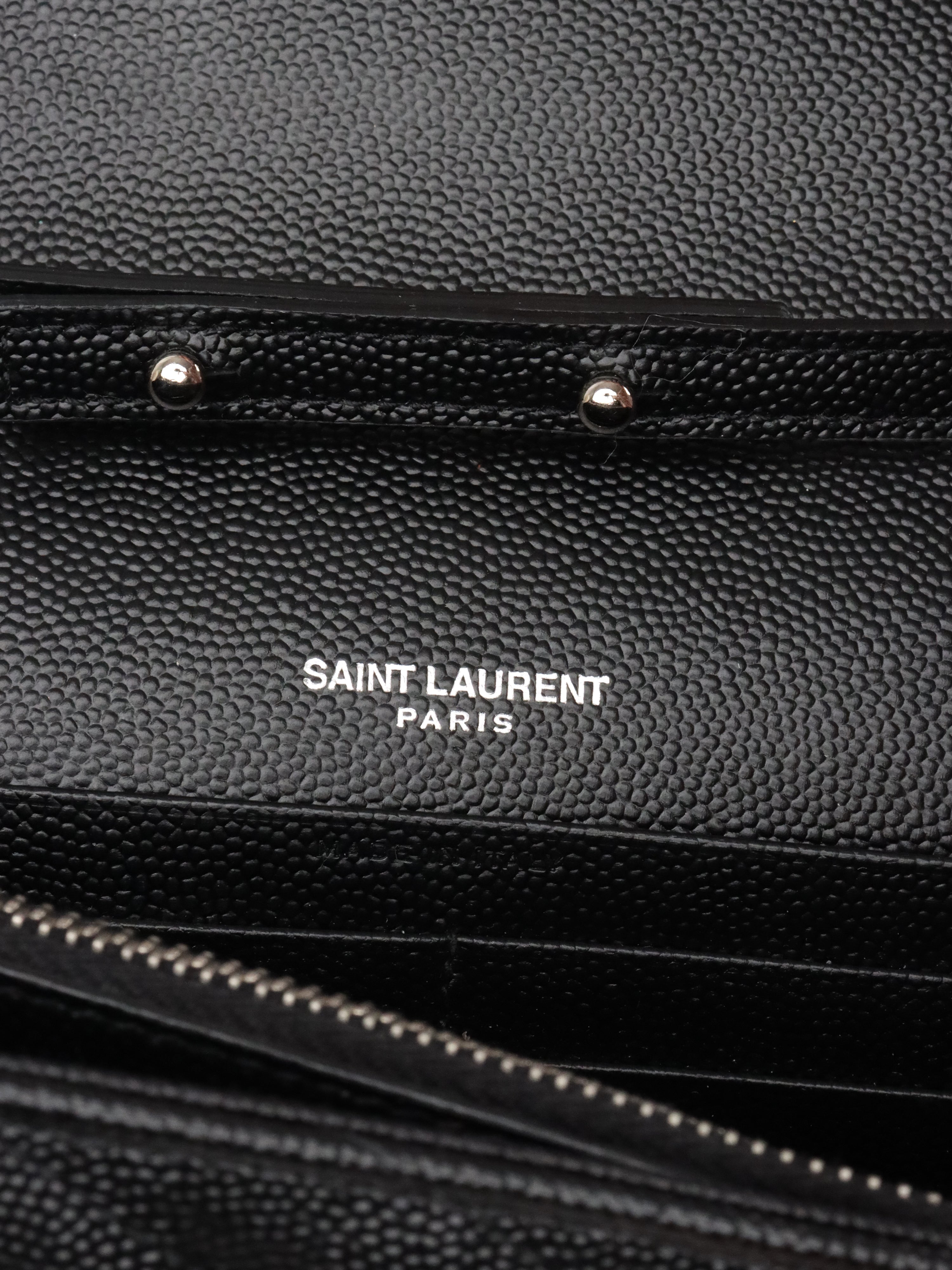 Saint Laurent Black Cassandre Envelope Chain Wallet