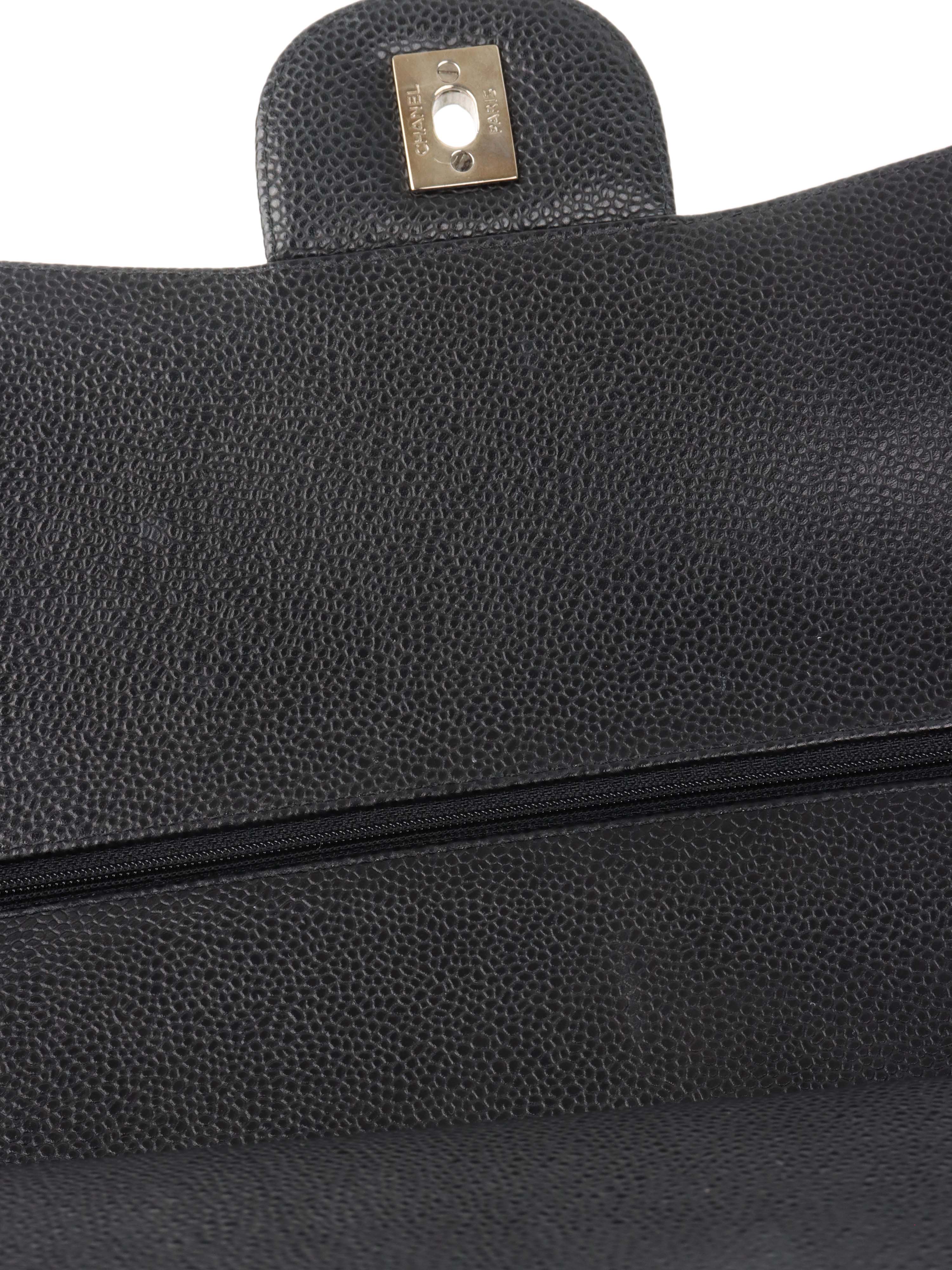 Chanel Black Caviar Maxi Double Classic Flap SHW.