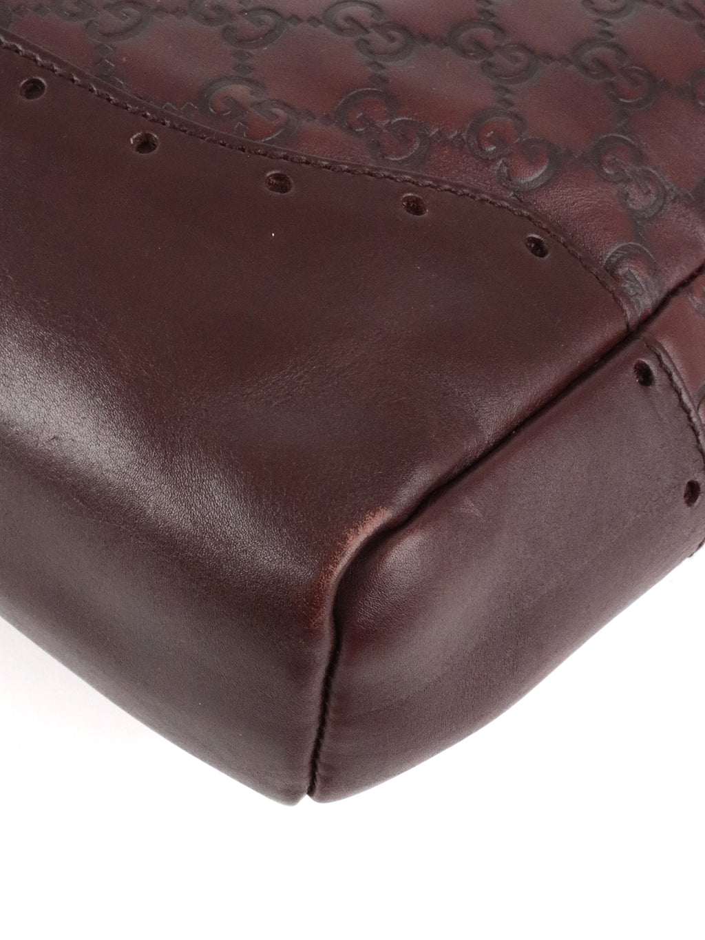Gucci Vintage Medium Burgundy Guccissima Punch Top Handle Tote