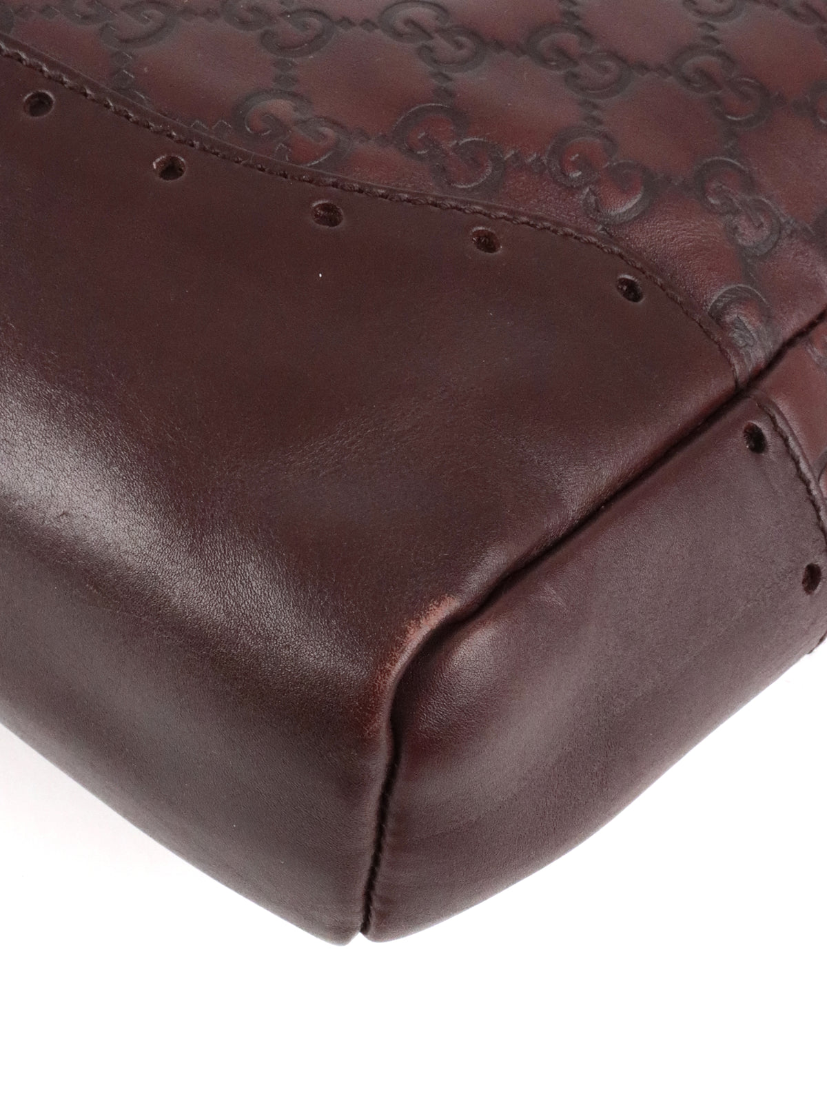 Gucci Vintage Medium Burgundy Guccissima Punch Top Handle Tote