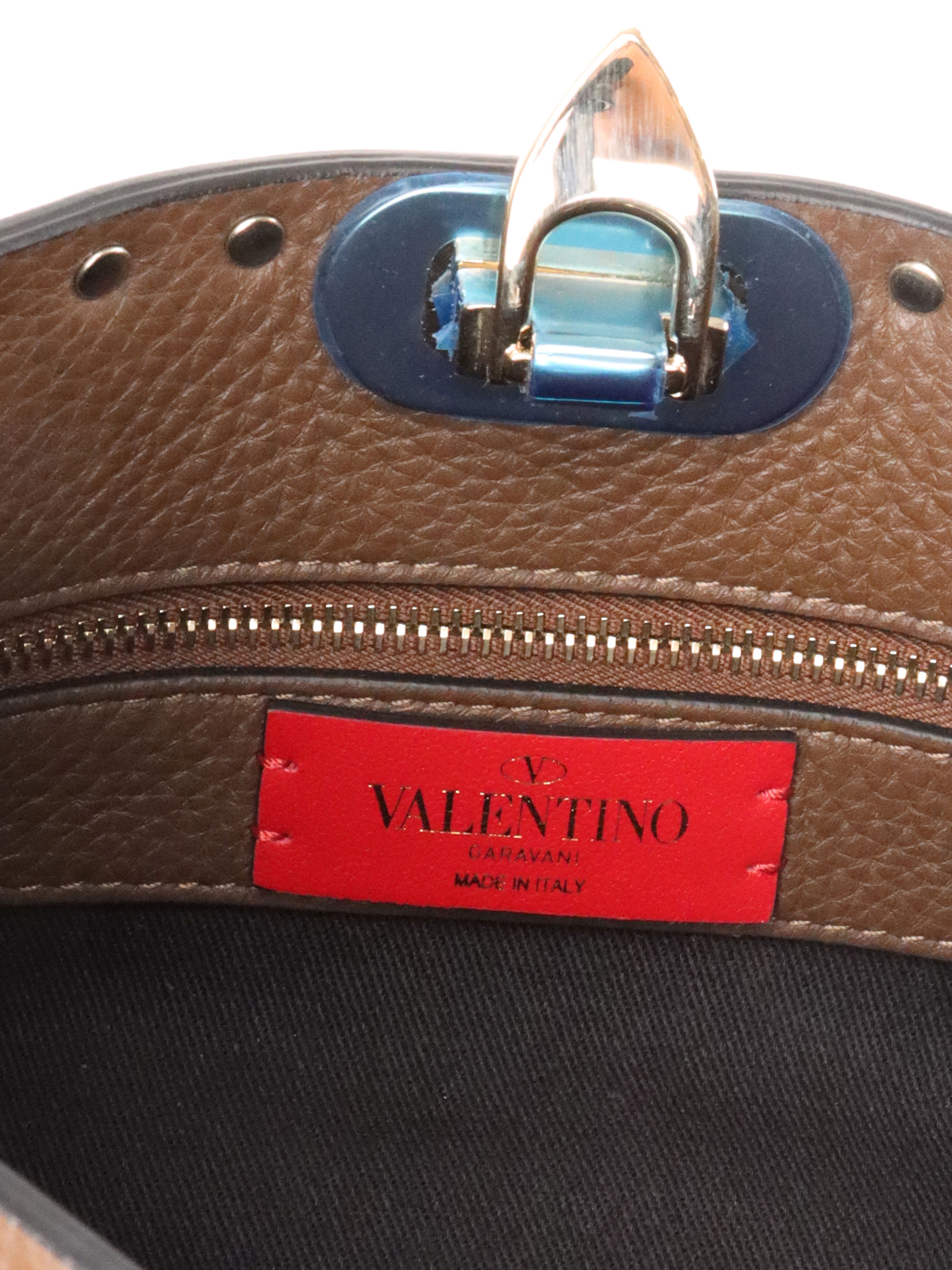 Valentino Brown Rockstud Hobo Bag