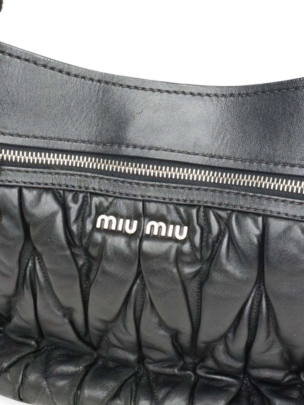 Miu Miu Black Matelasse Nappa Leather Shoulder Bag