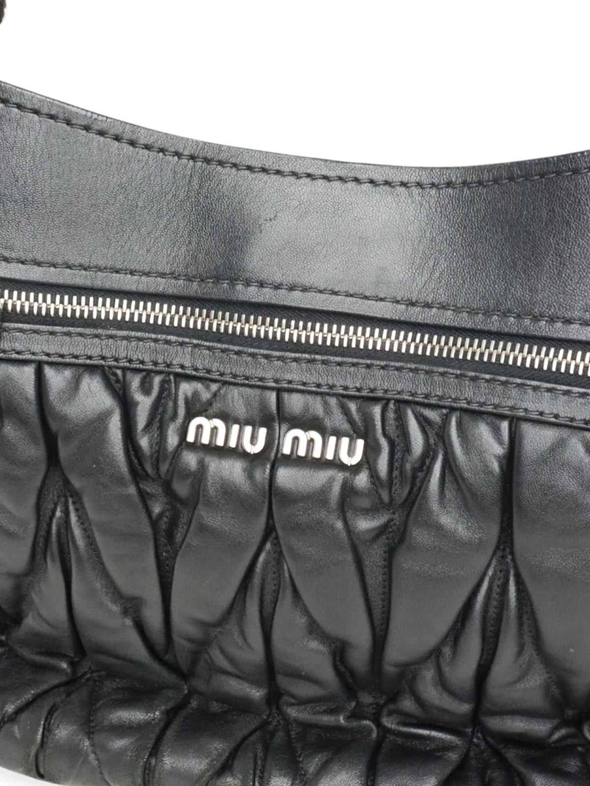 Miu Miu Black Matelasse Nappa Leather Shoulder Bag