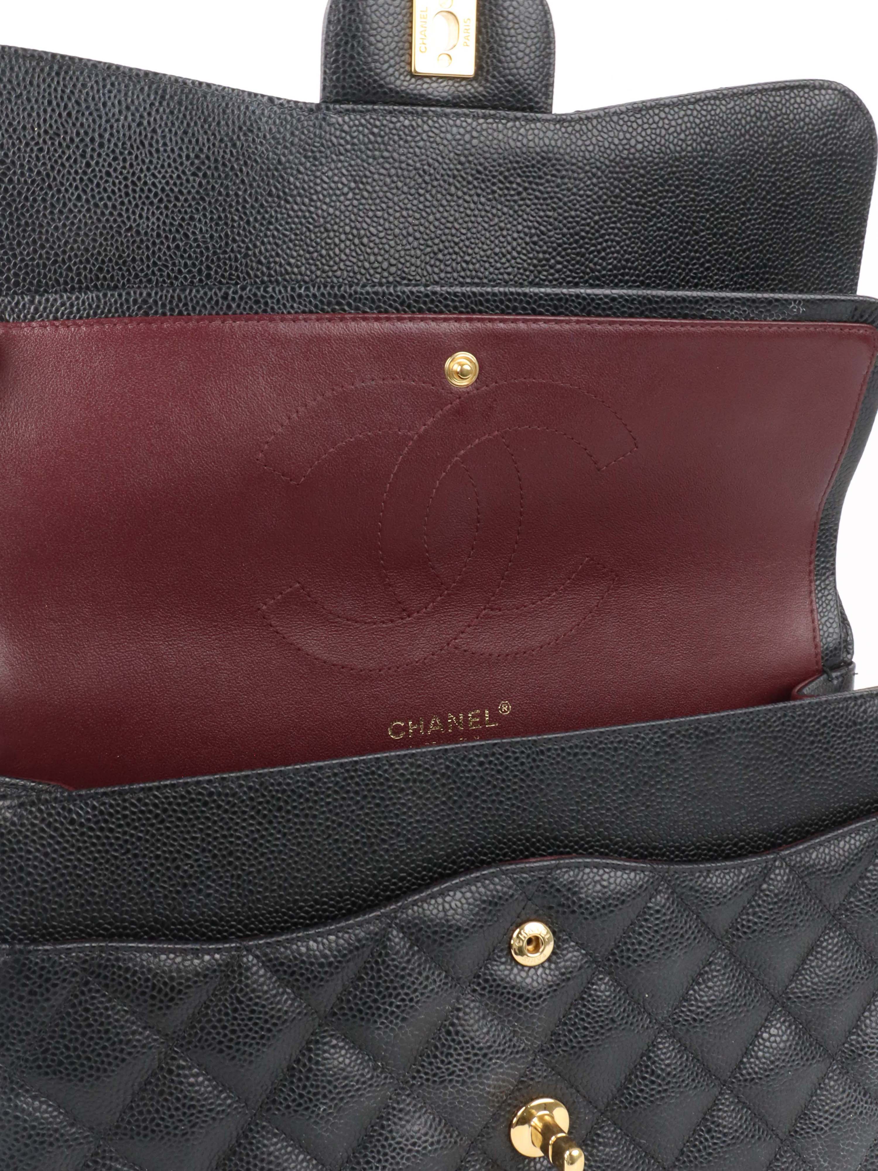 Chanel Classic Jumbo Black Caviar GHW.