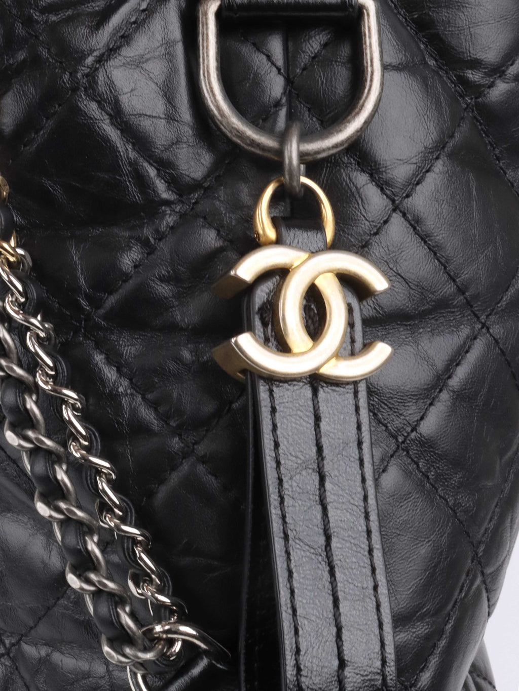Chanel Black Gabrielle Top Handle Top Gold And Silver
