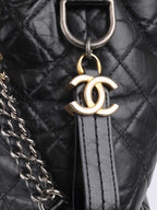 Chanel Black Gabrielle Top Handle Top Gold And Silver