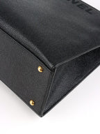 Chanel Vintage Stitched Logo Black Caviar Tote