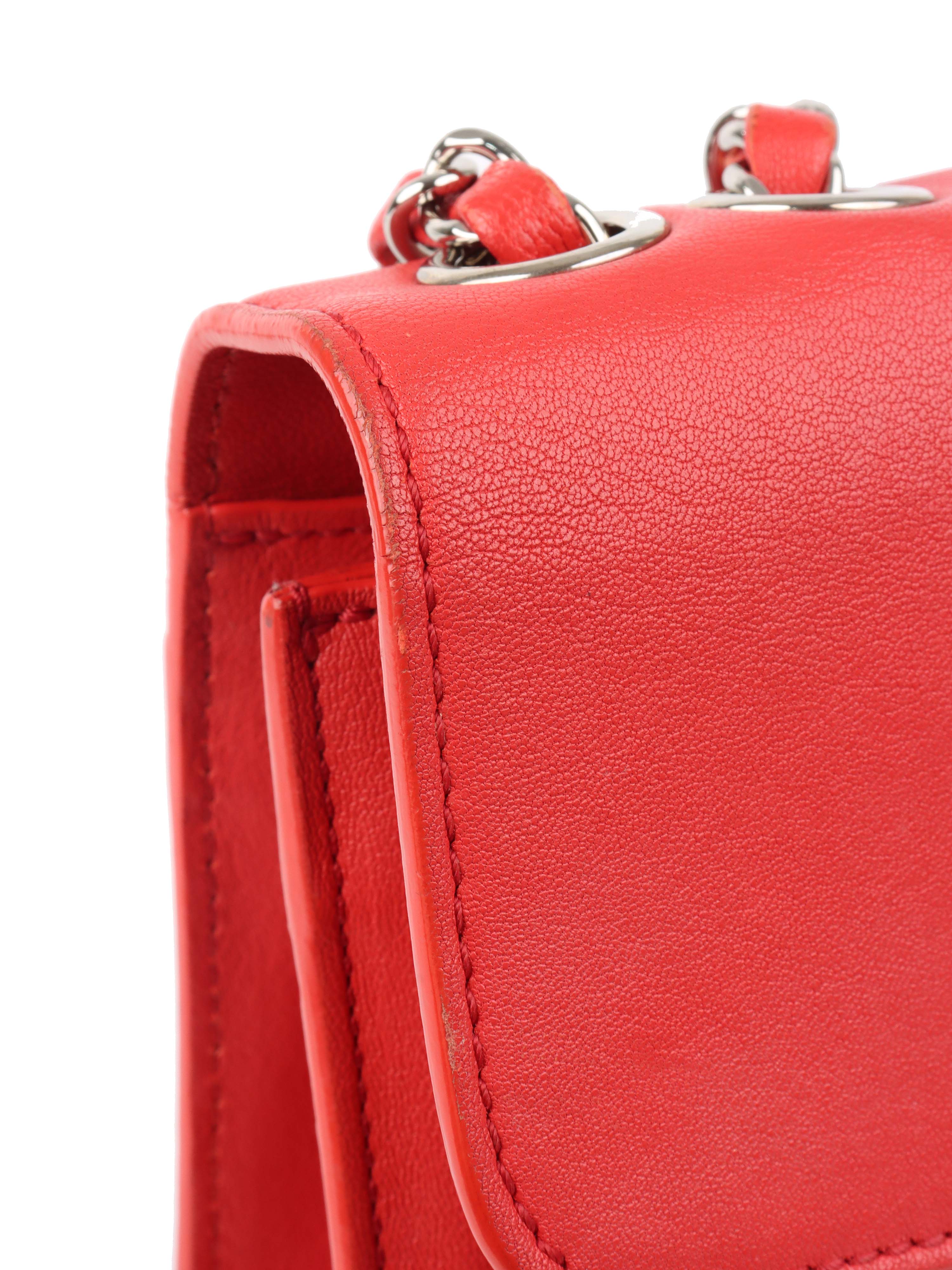 Chanel Red Quilted Two-tone CC Flap Bag.
