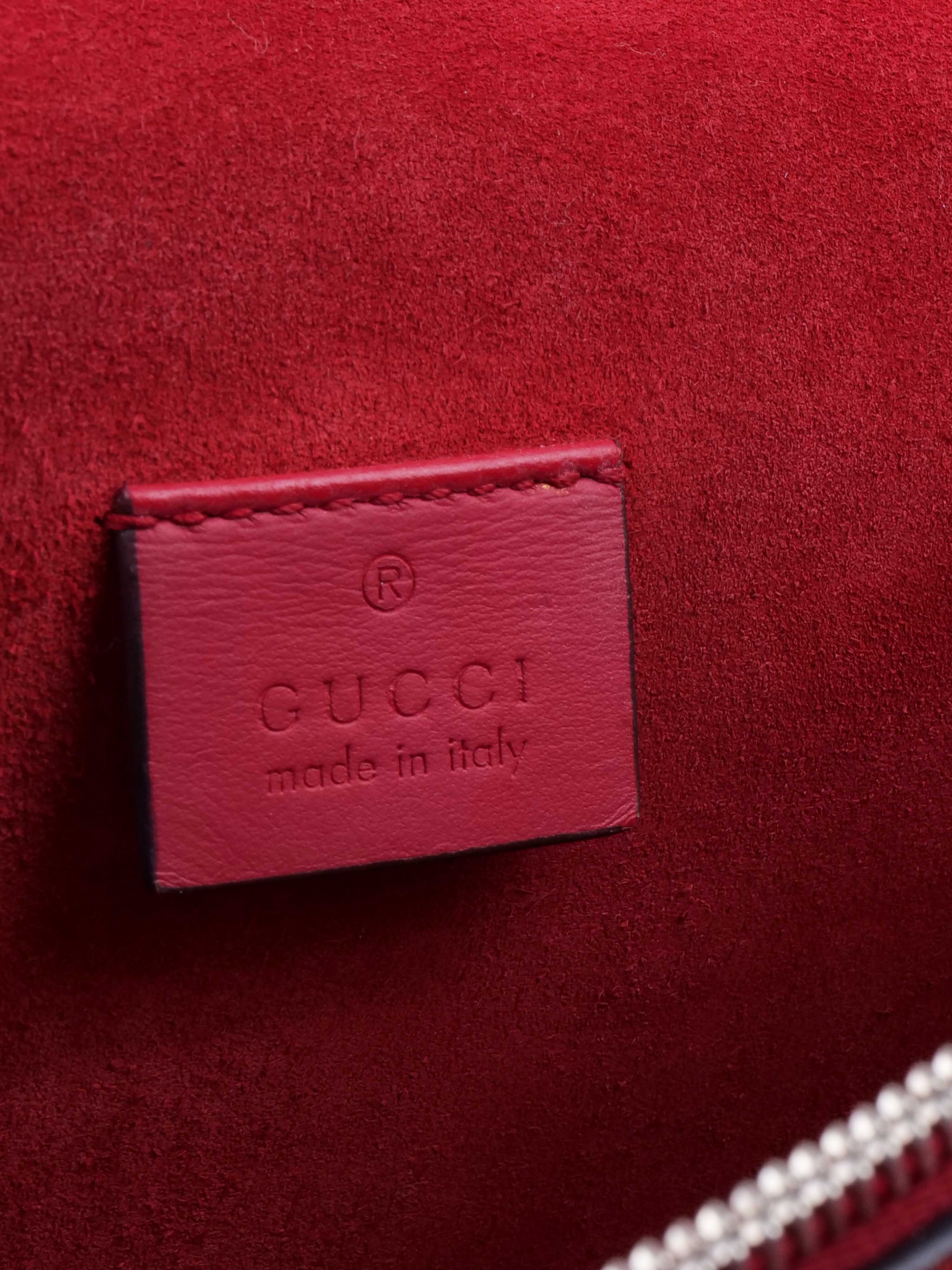 Gucci Small Dionysus GG Supreme With Red Suede Trim.