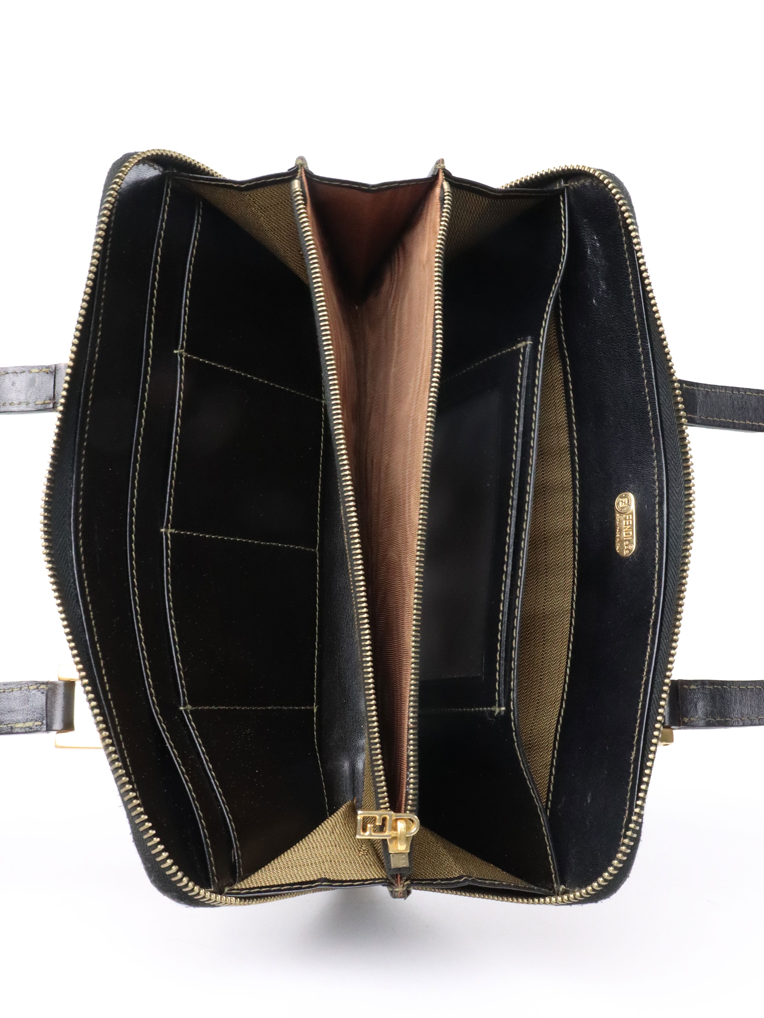 Fendi Vintage Zucca Canvas Top Handle Wallet Bag
