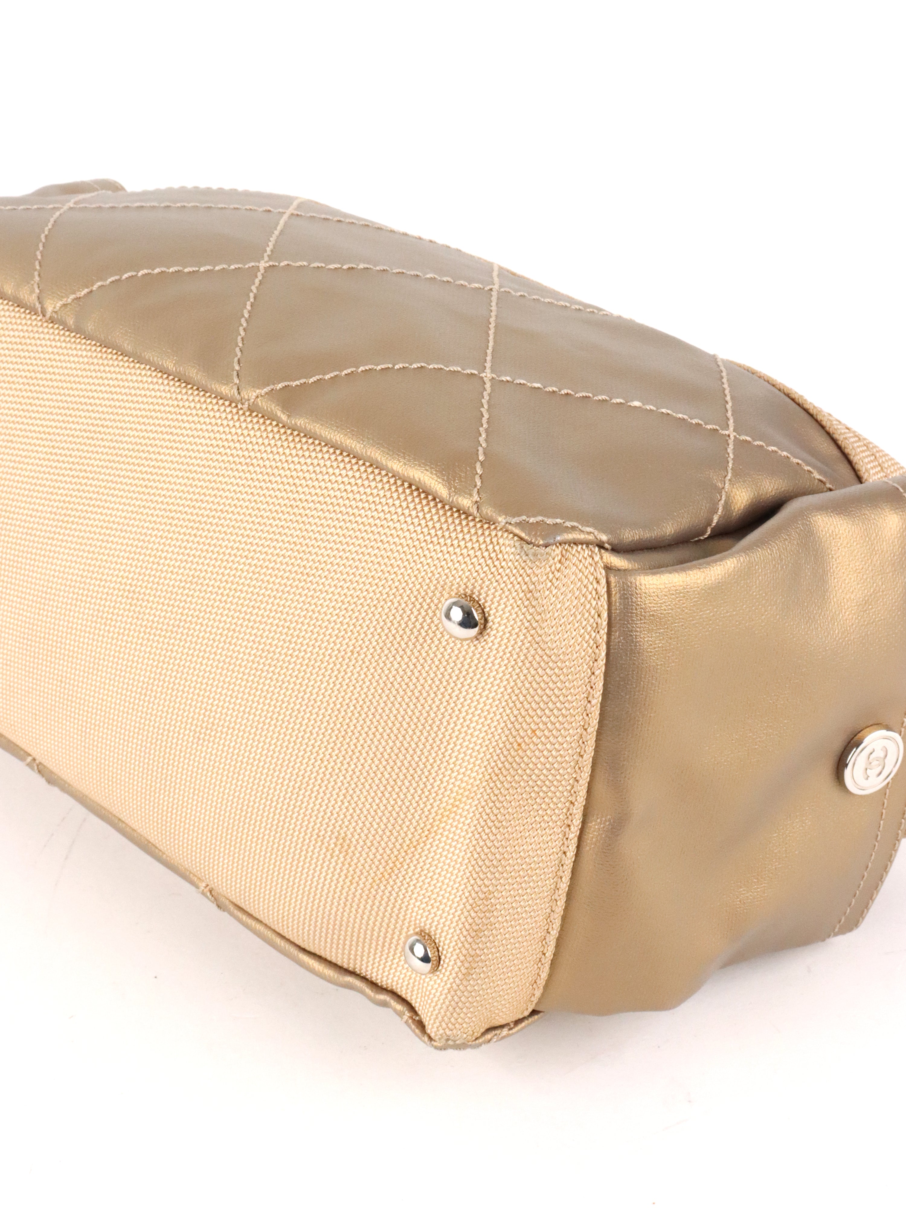 Chanel Champaign Paris Biarritz Quilted Coated Canvas Bag